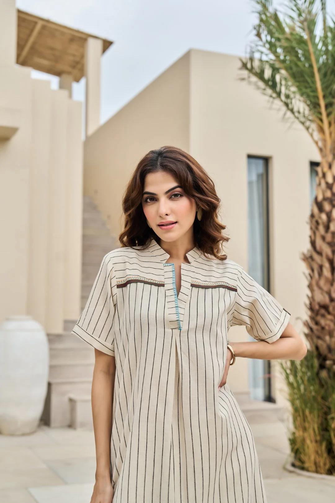 Akira vanilla cotton kurta pant set - Image 5