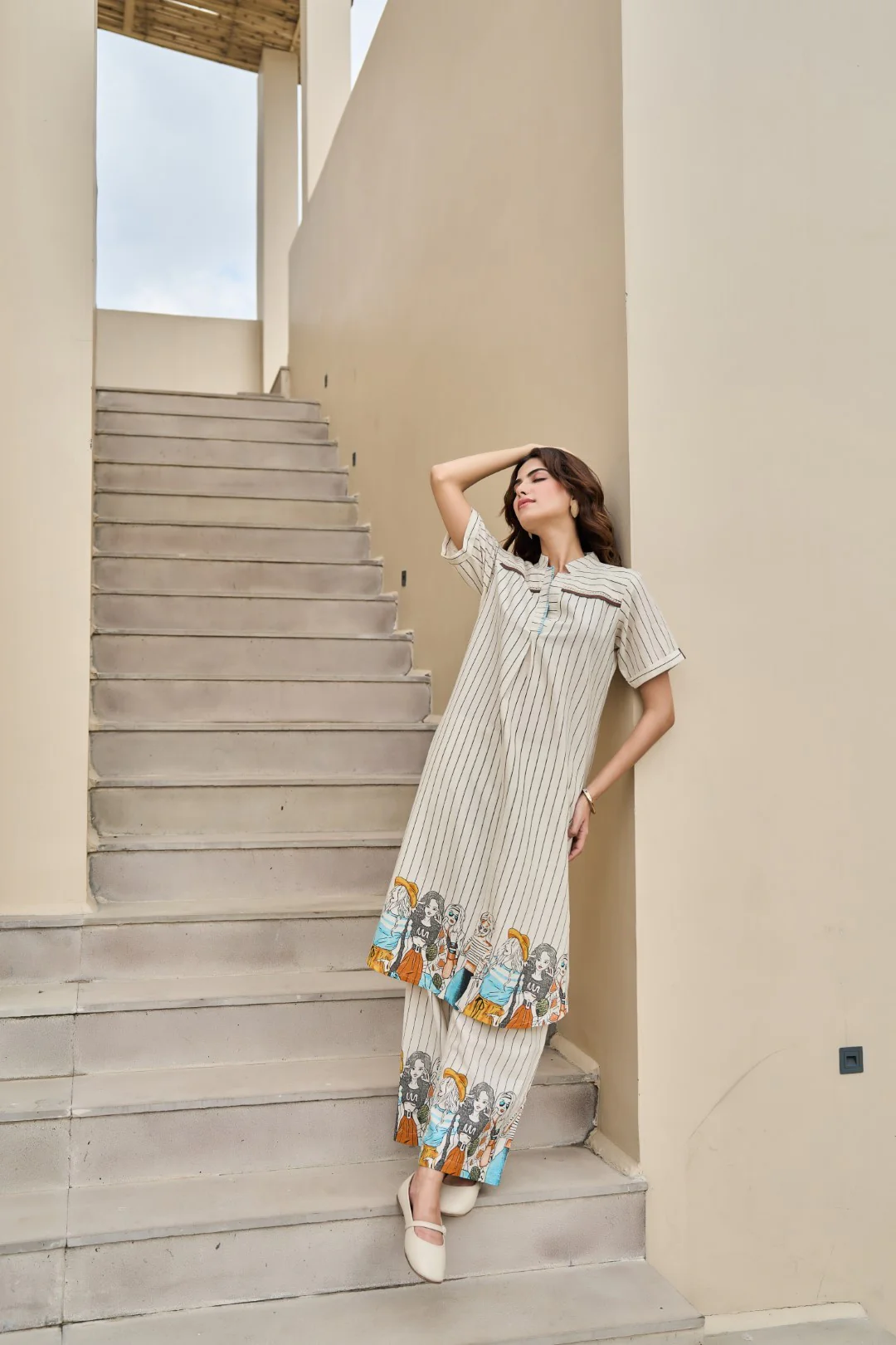 Akira vanilla cotton kurta pant set - Image 8