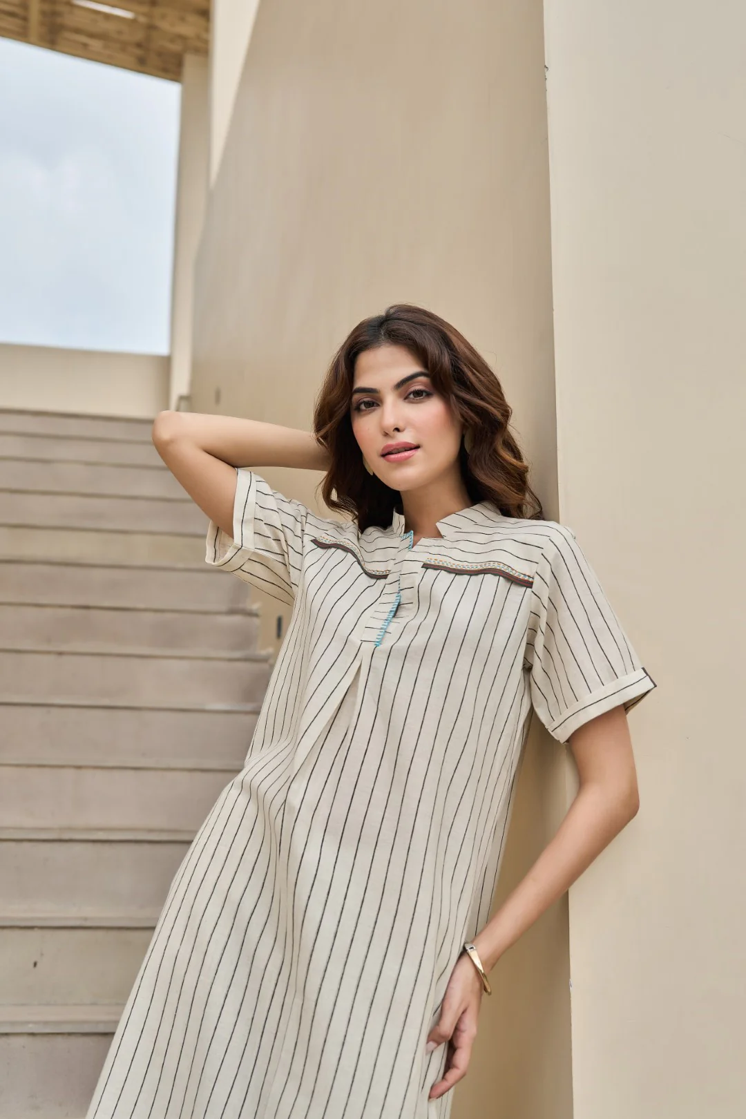 Akira vanilla cotton kurta pant set - Image 9