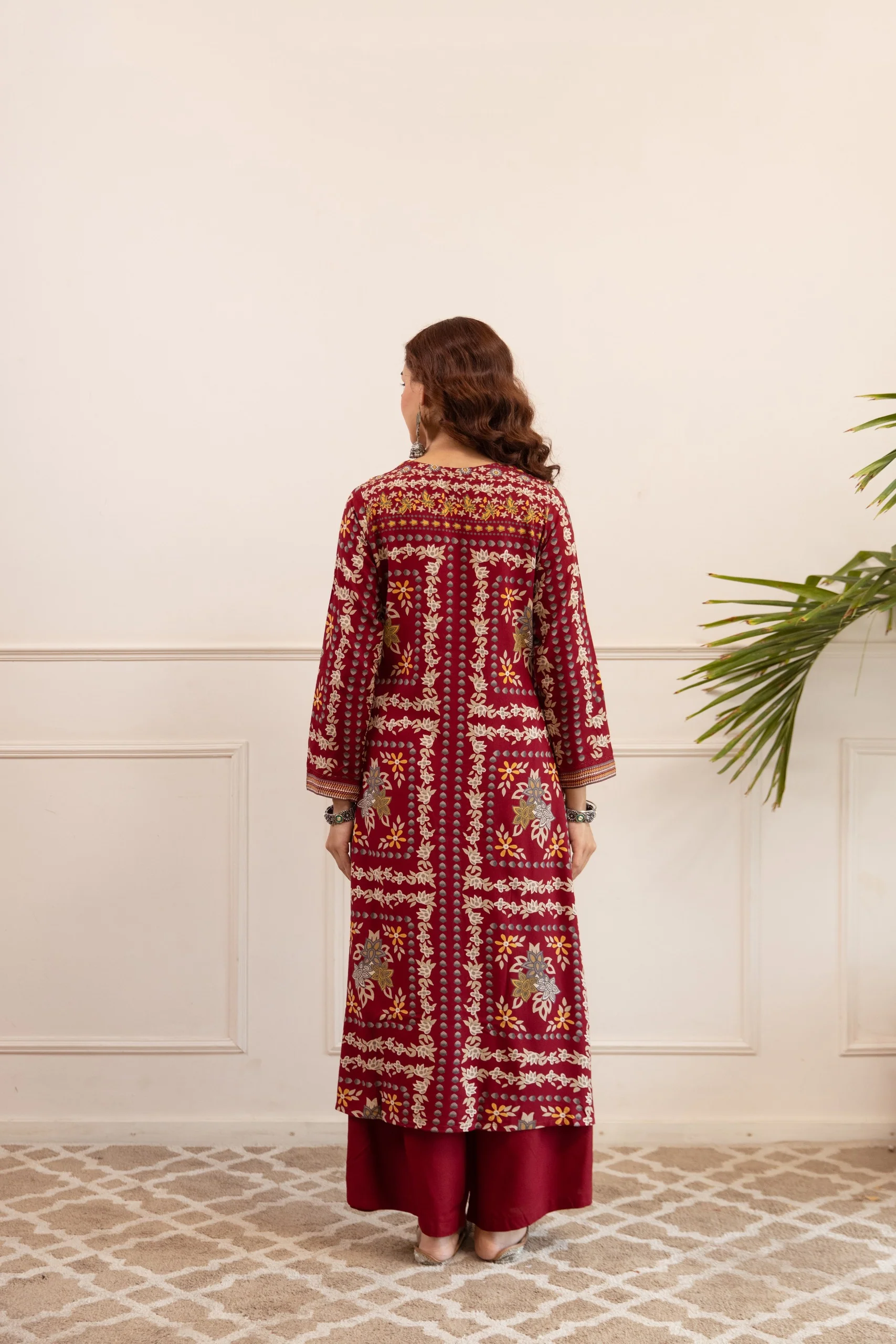 Kabool Firebrick printed kurta pant set - Image 3