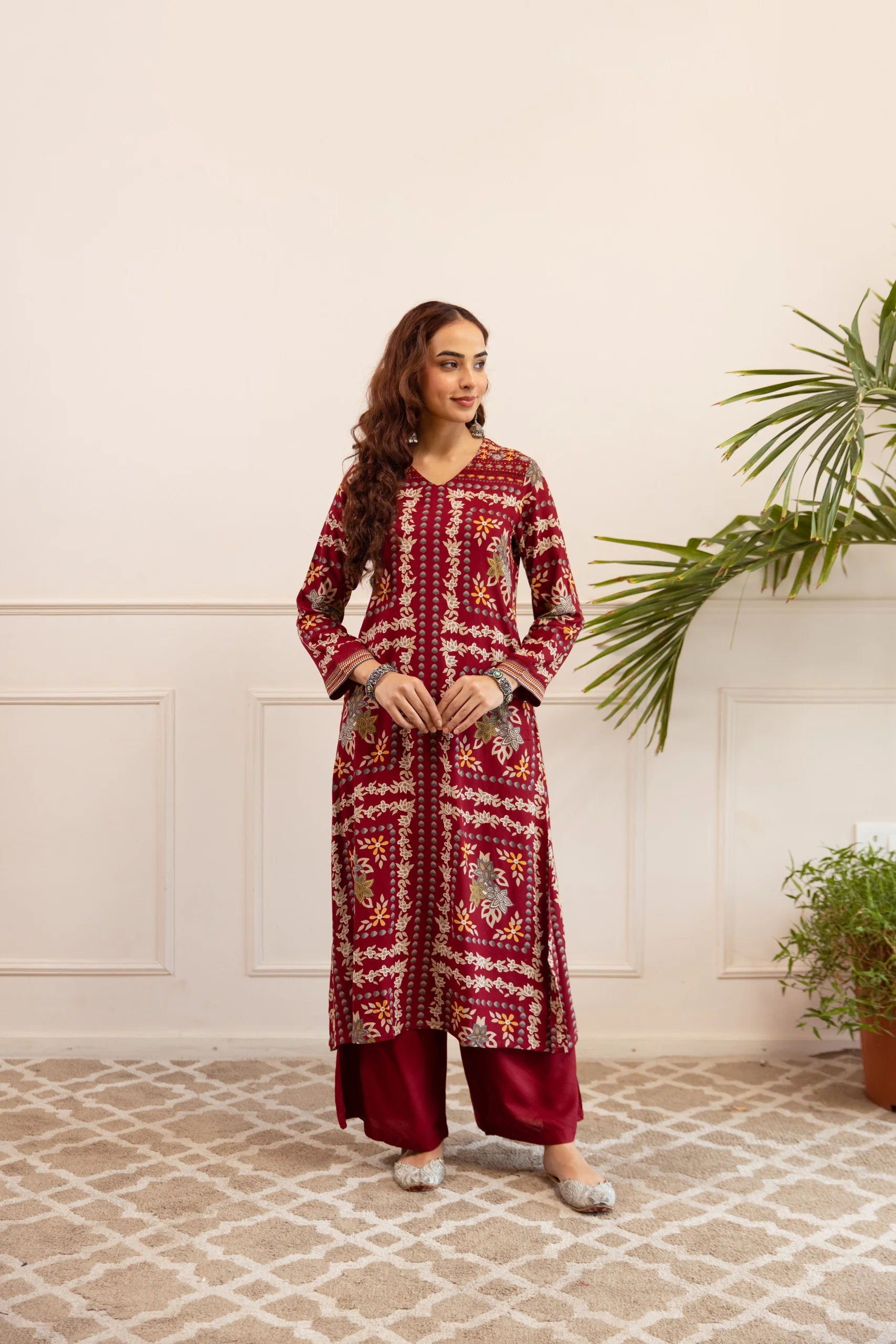 Kabool Firebrick printed kurta pant set - Image 5