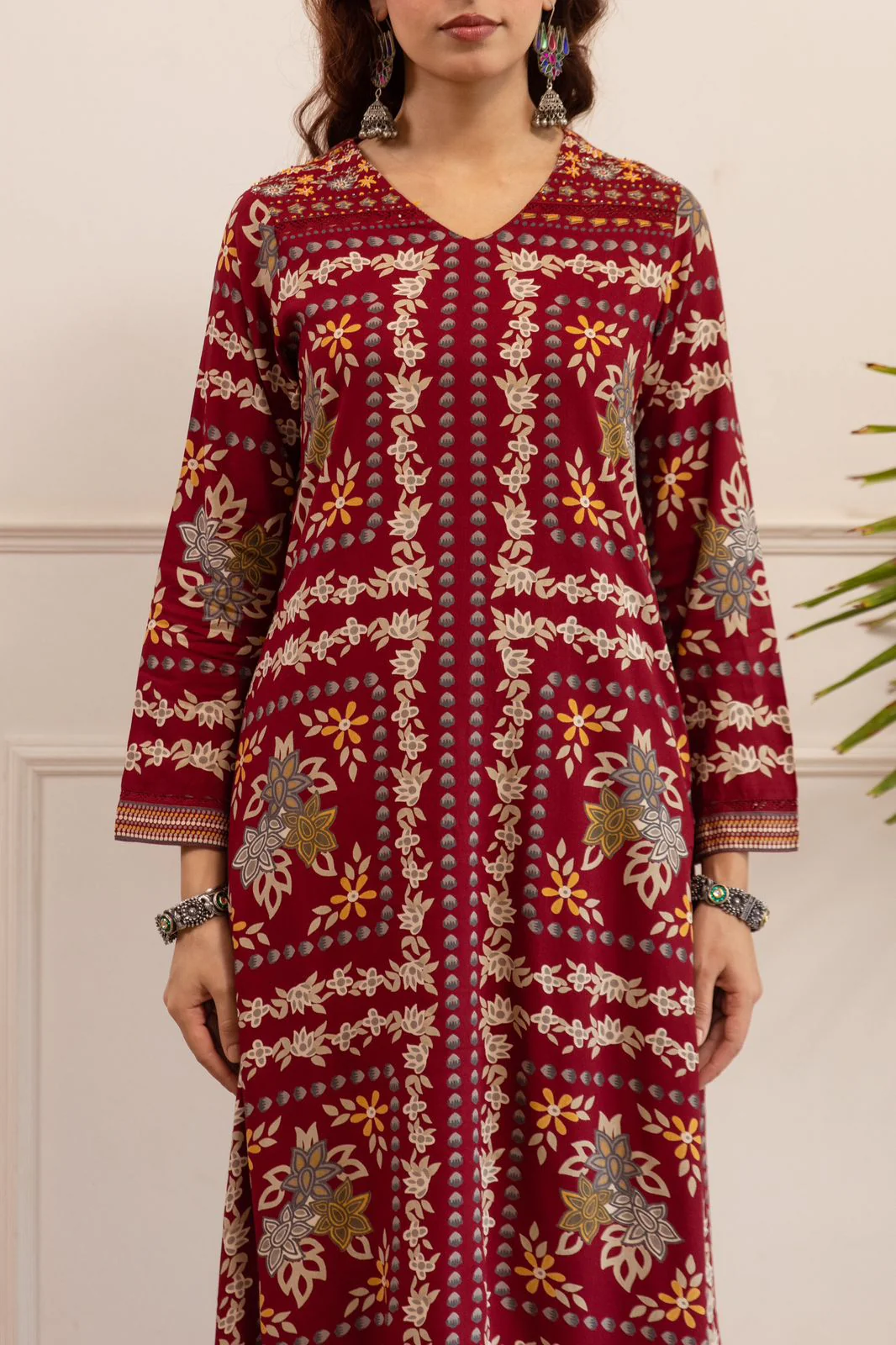 Kabool Firebrick printed kurta pant set - Image 6