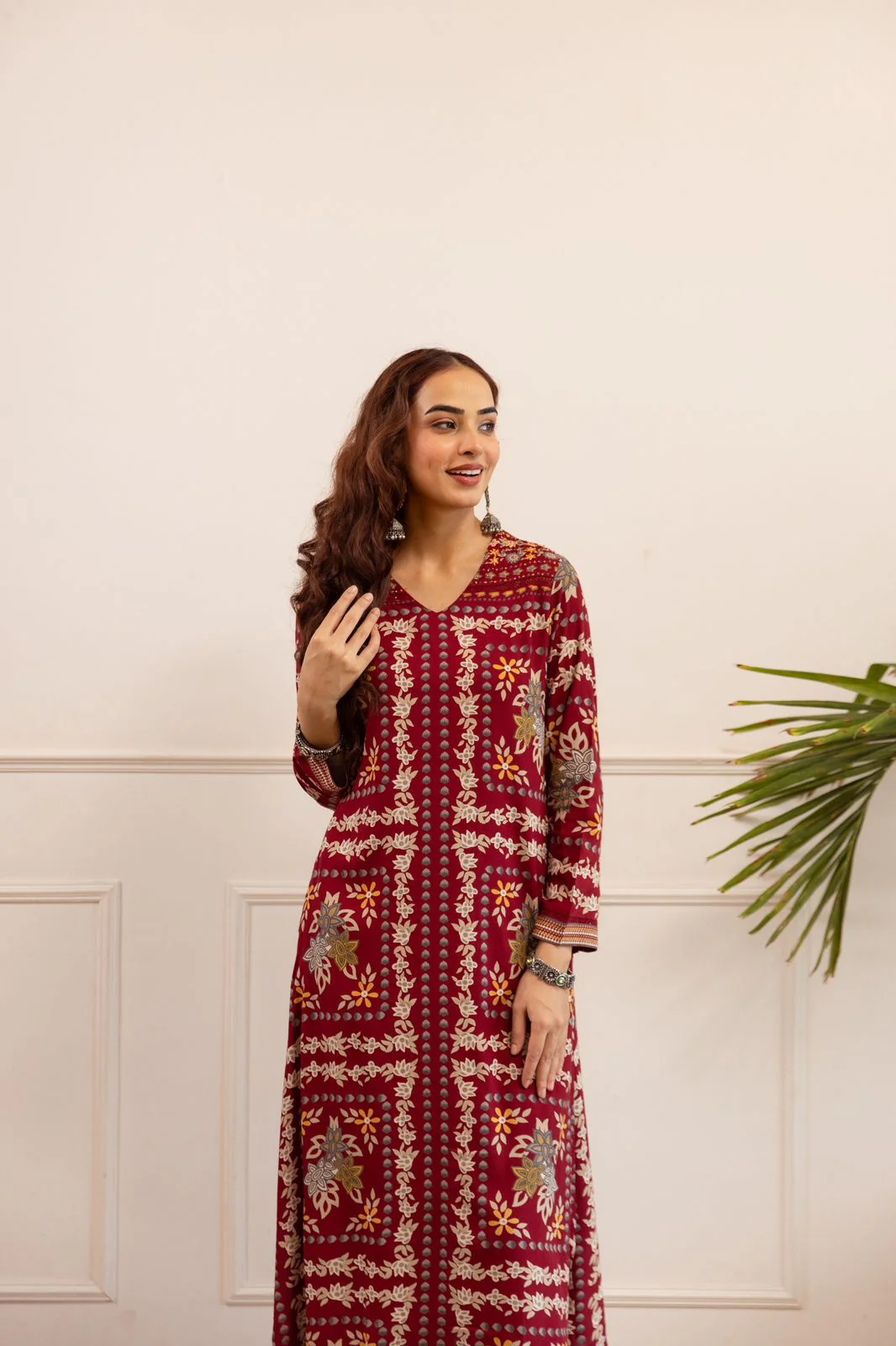 Kabool Firebrick printed kurta pant set - Image 7