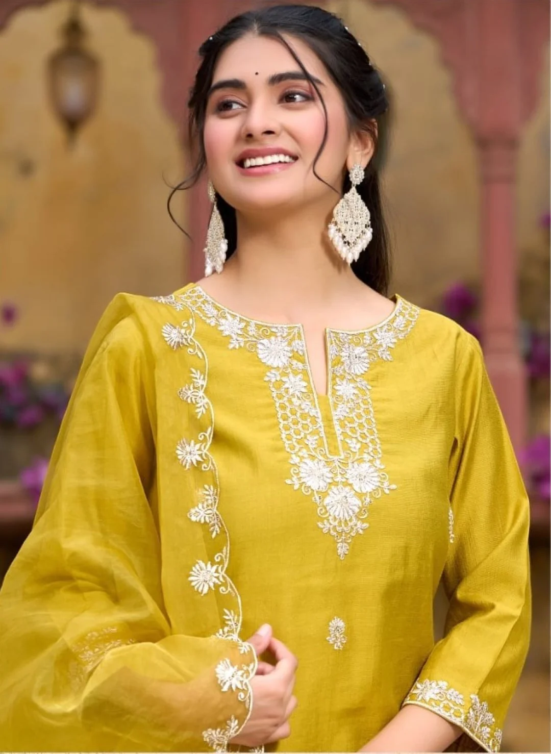 Anshu Mustard Full Work Suit Set - Image 2