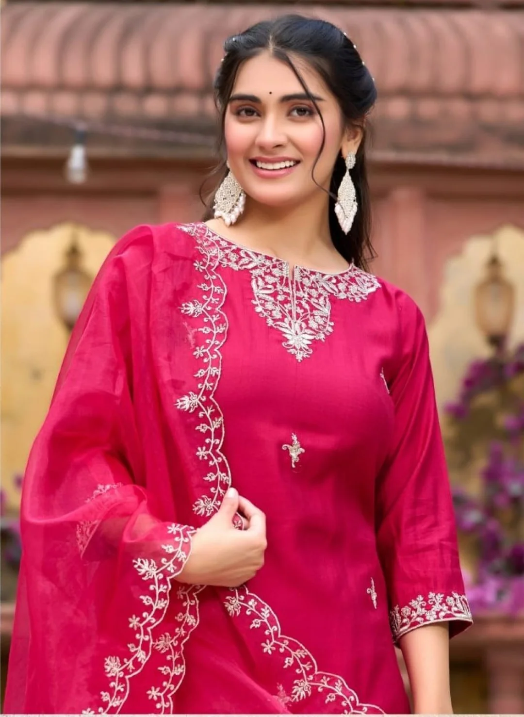 Anshu Carmine Full Work Suit Set - Image 2