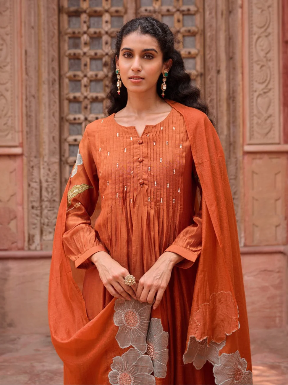 Gaurisha apricot mul chanderi embroidery suit set - Image 2