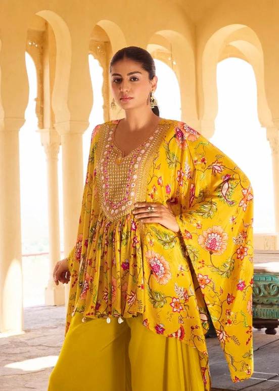 Aster Sunflower full work Kaftan pant set - Image 2