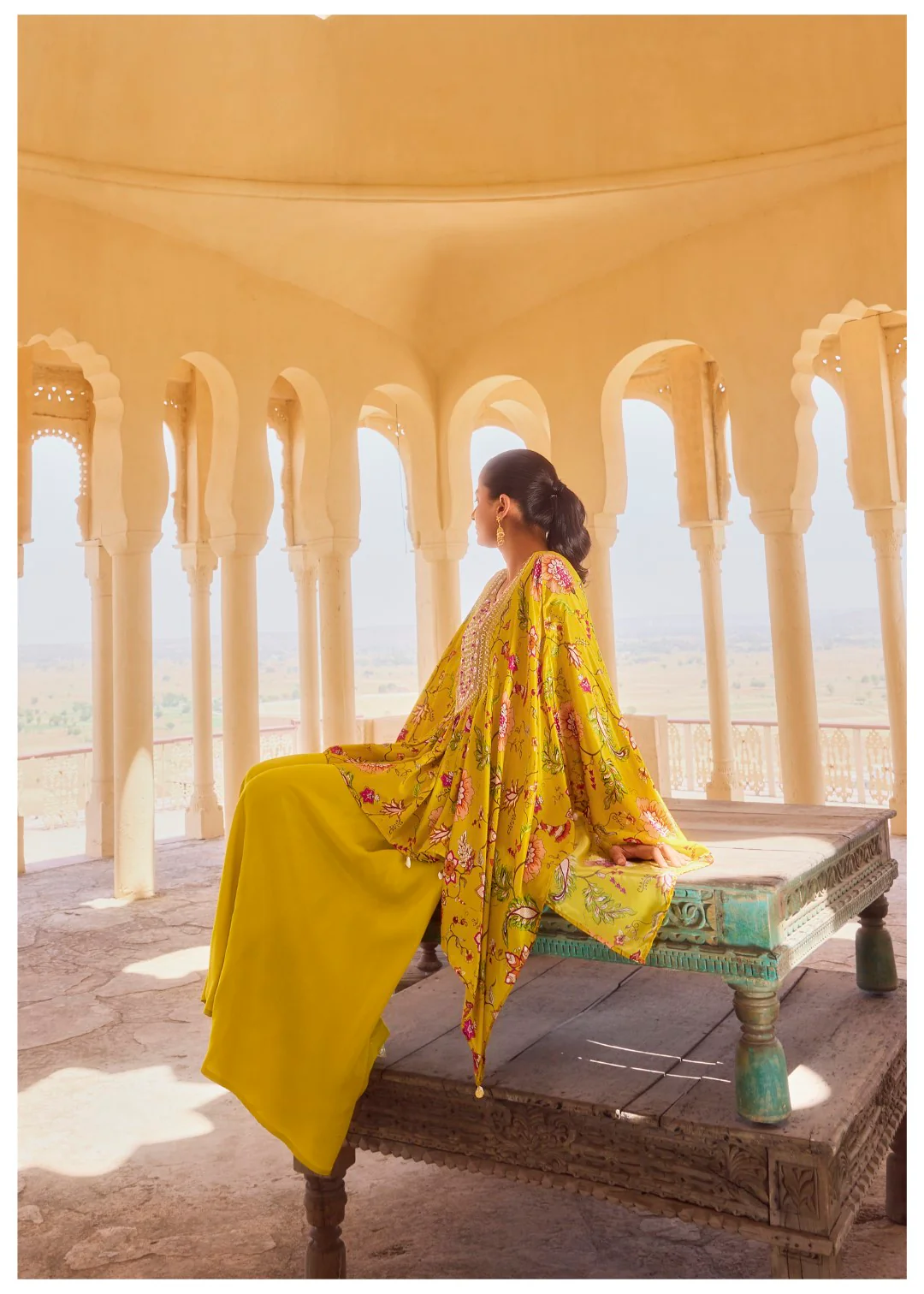 Aster Sunflower full work Kaftan pant set - Image 4
