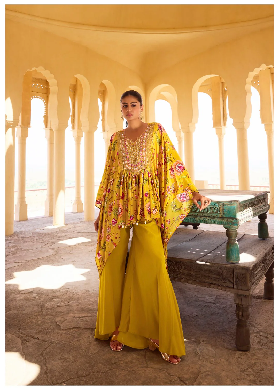 Aster Sunflower full work Kaftan pant set - Image 6
