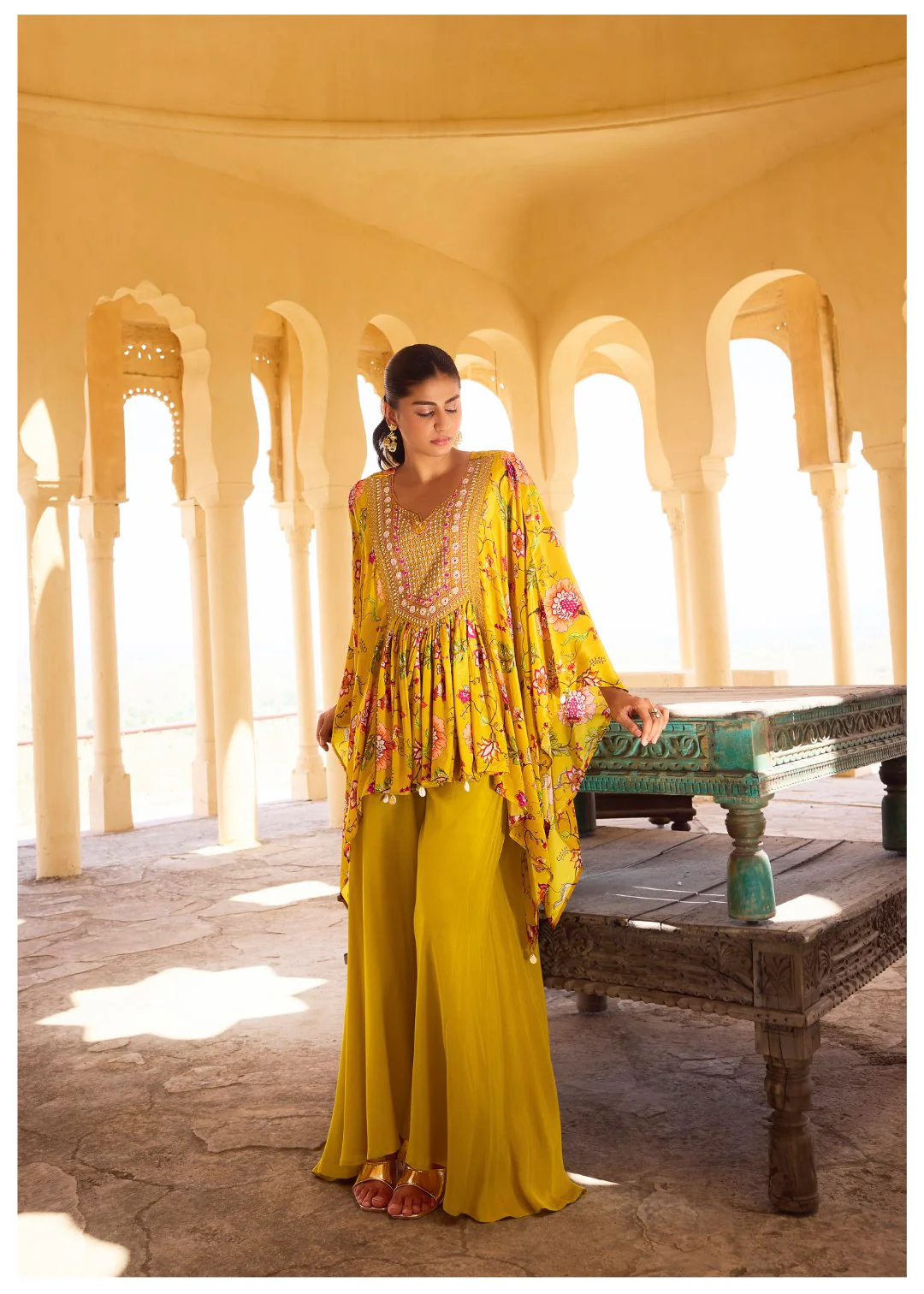 Aster Sunflower full work Kaftan pant set - Image 7