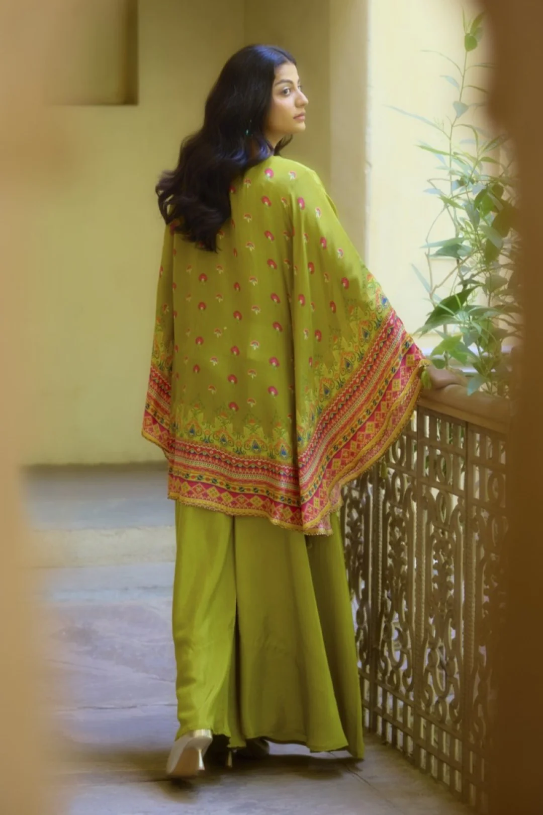 Aster sage full work Kaftan pant set - Image 3