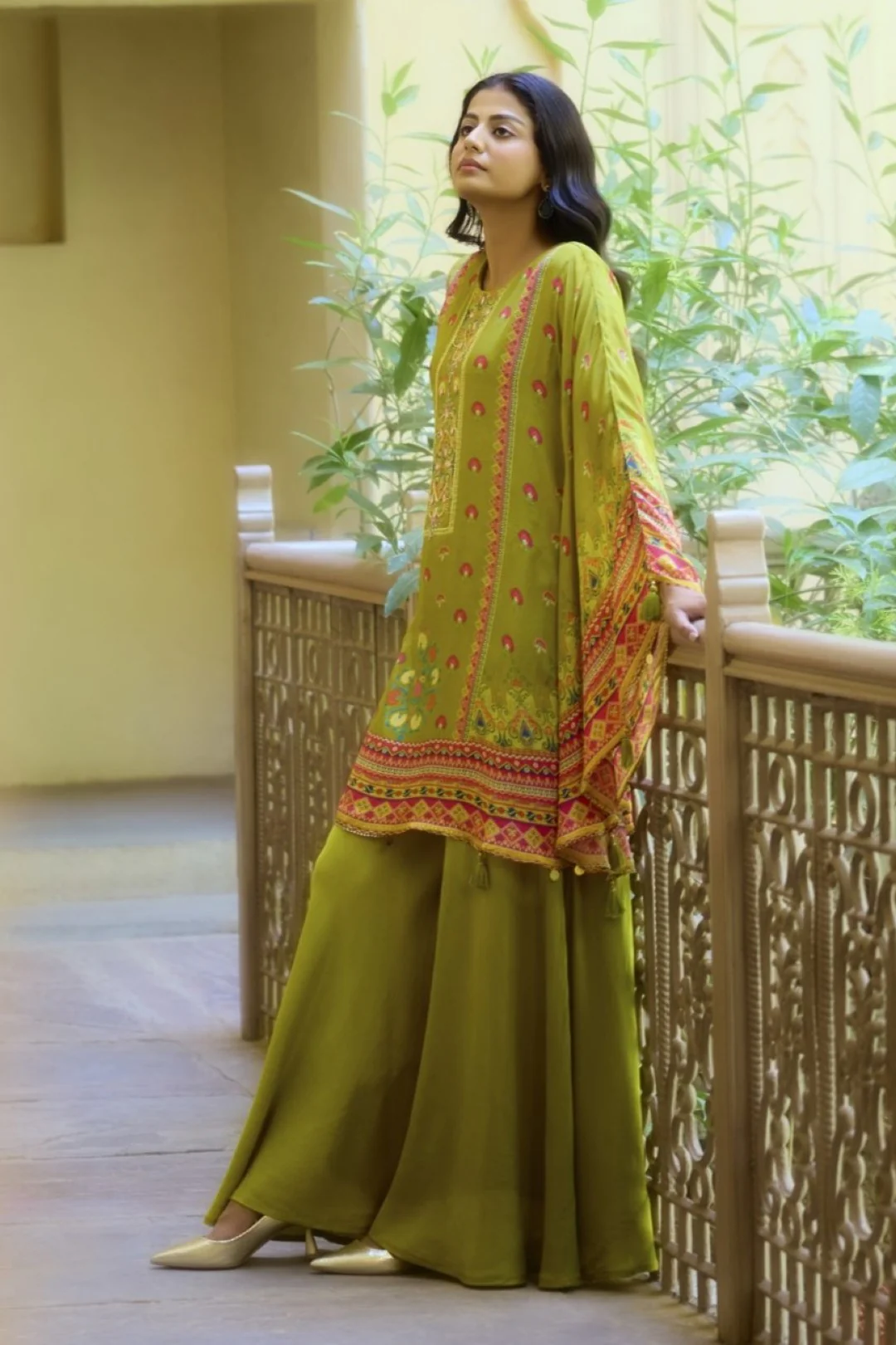 Aster sage full work Kaftan pant set - Image 4