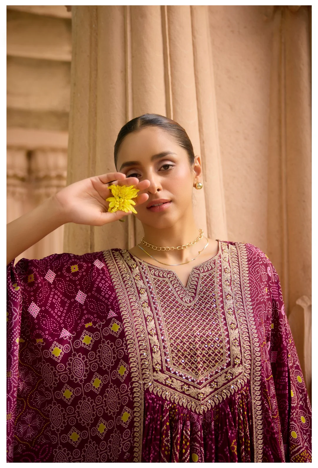 Aster Mulberry full work Kaftan pant set - Image 10