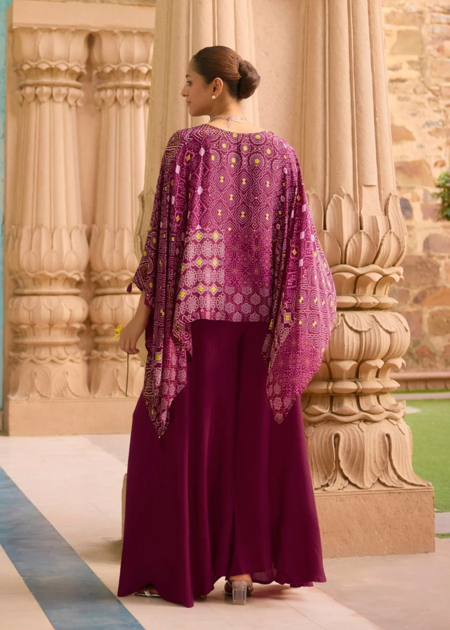 Aster Mulberry full work Kaftan pant set - Image 3