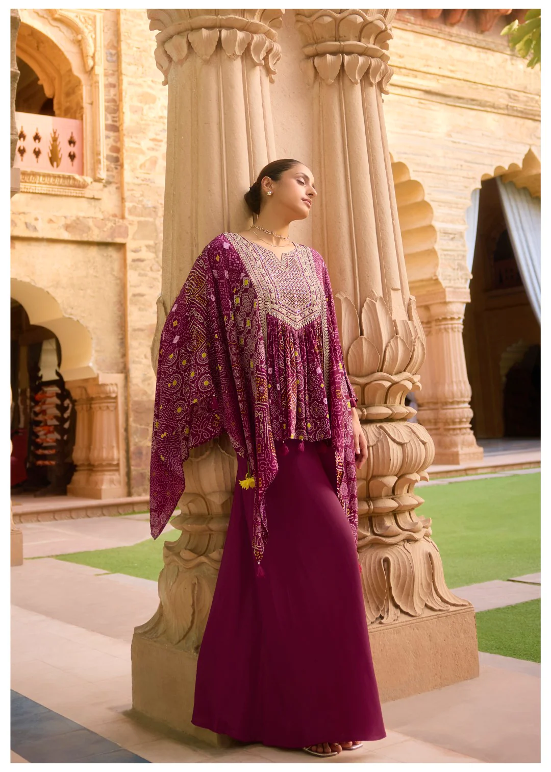 Aster Mulberry full work Kaftan pant set - Image 5