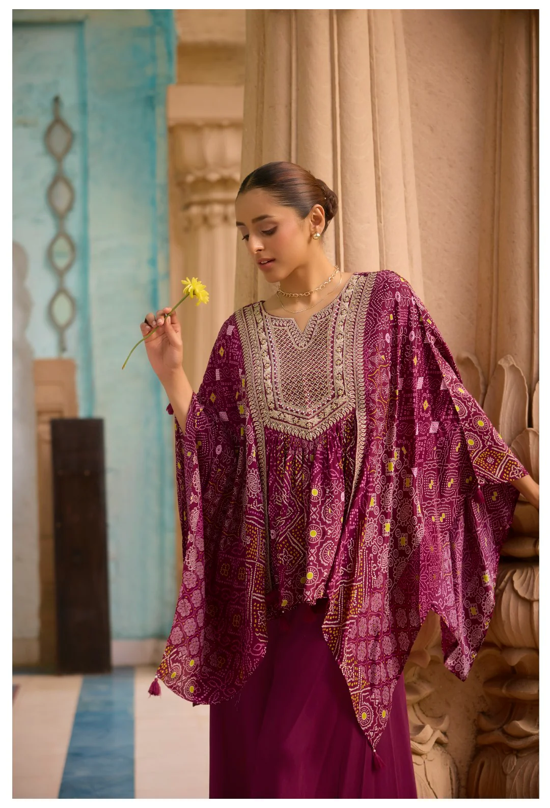 Aster Mulberry full work Kaftan pant set - Image 7