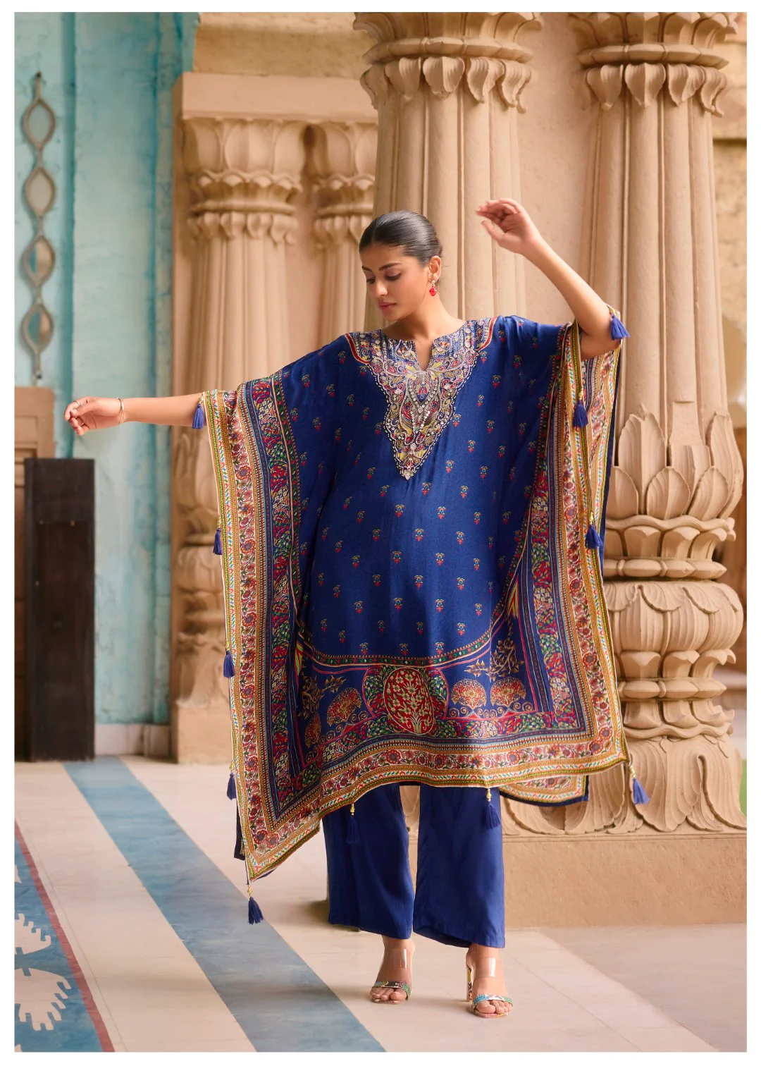 Aster Hibis Premium Full Work Kaftan Pant Set - Image 4