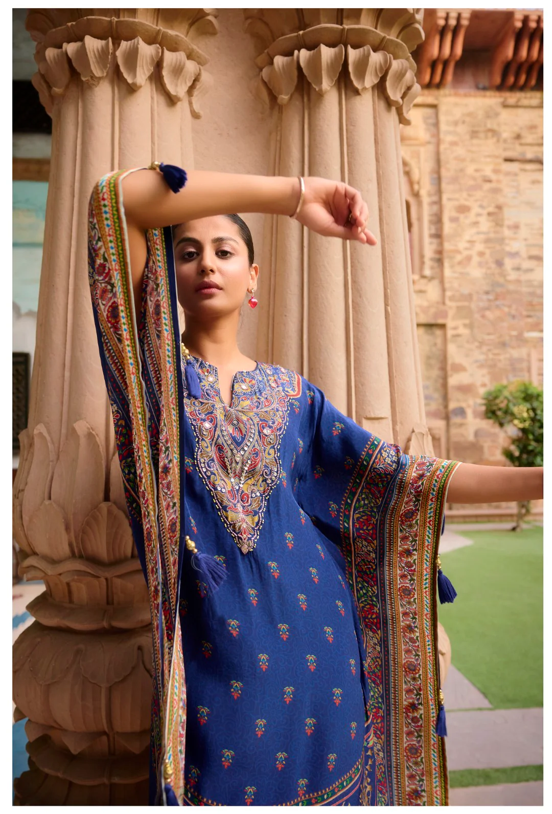Aster Hibis Premium Full Work Kaftan Pant Set - Image 5