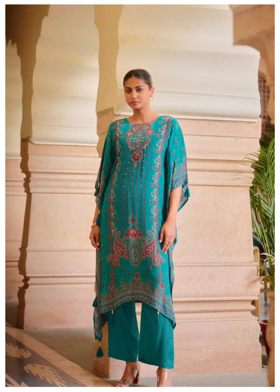 Aster tufts Premium Full Work Kaftan Pant Set - Image 4