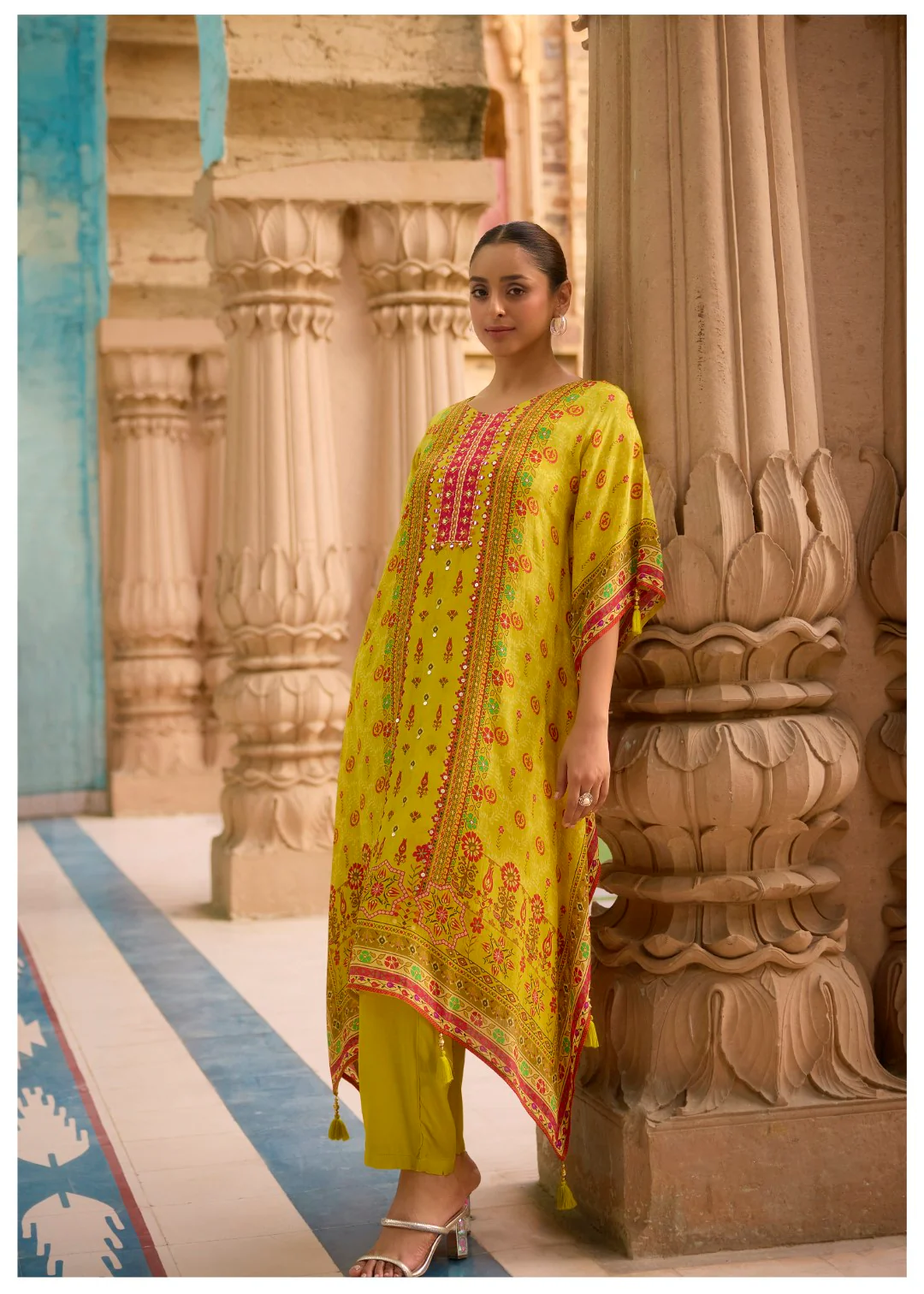 Aster Pine Premium Full Work Kaftan Pant Set - Image 4