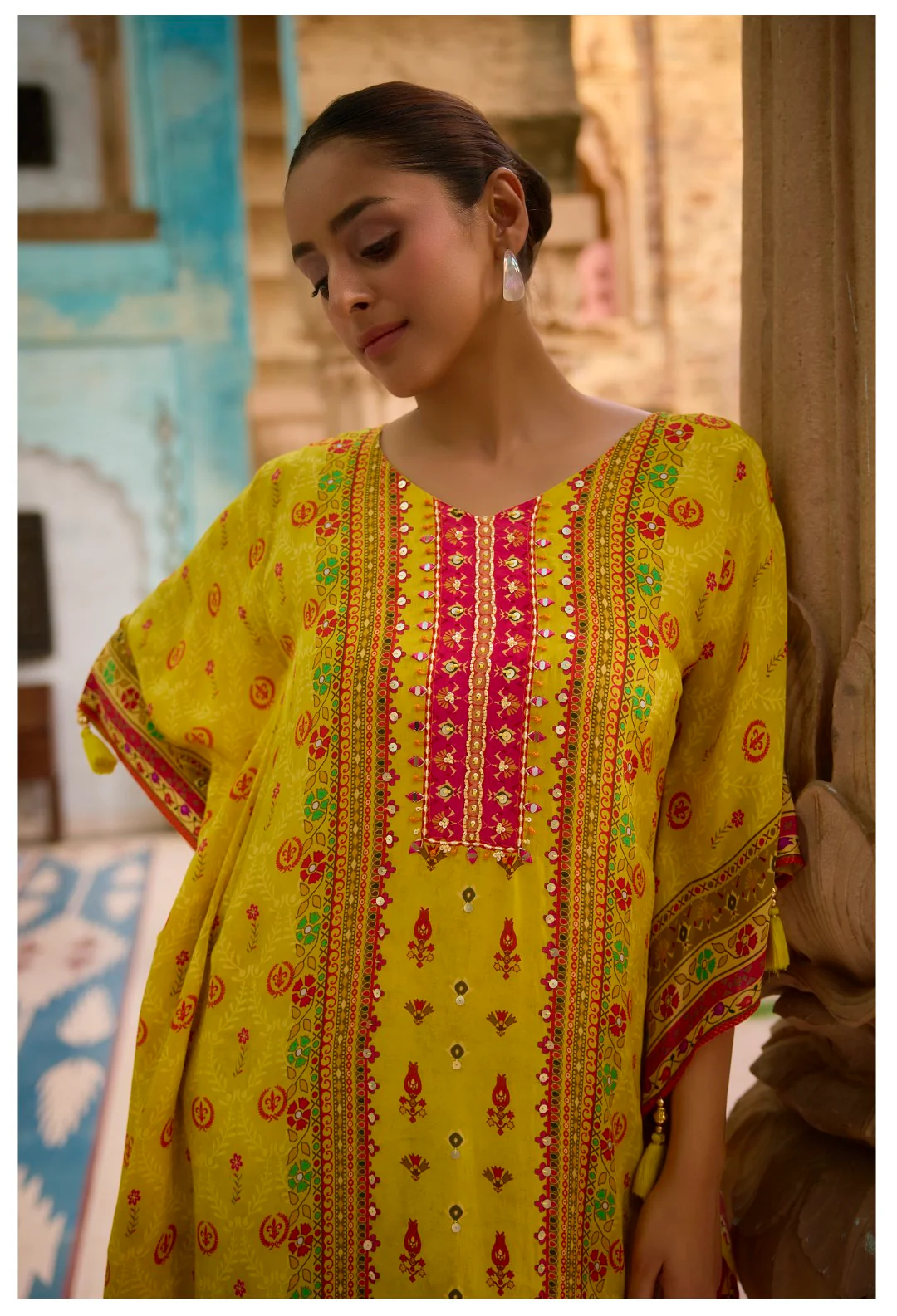 Aster Pine Premium Full Work Kaftan Pant Set - Image 5