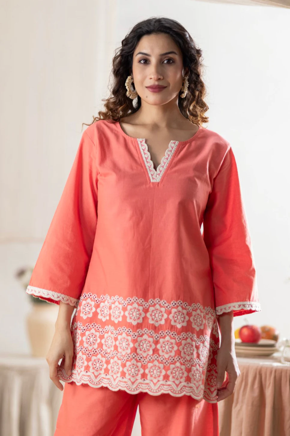 Sharad apricot Embroidery Co-ord set - Image 2