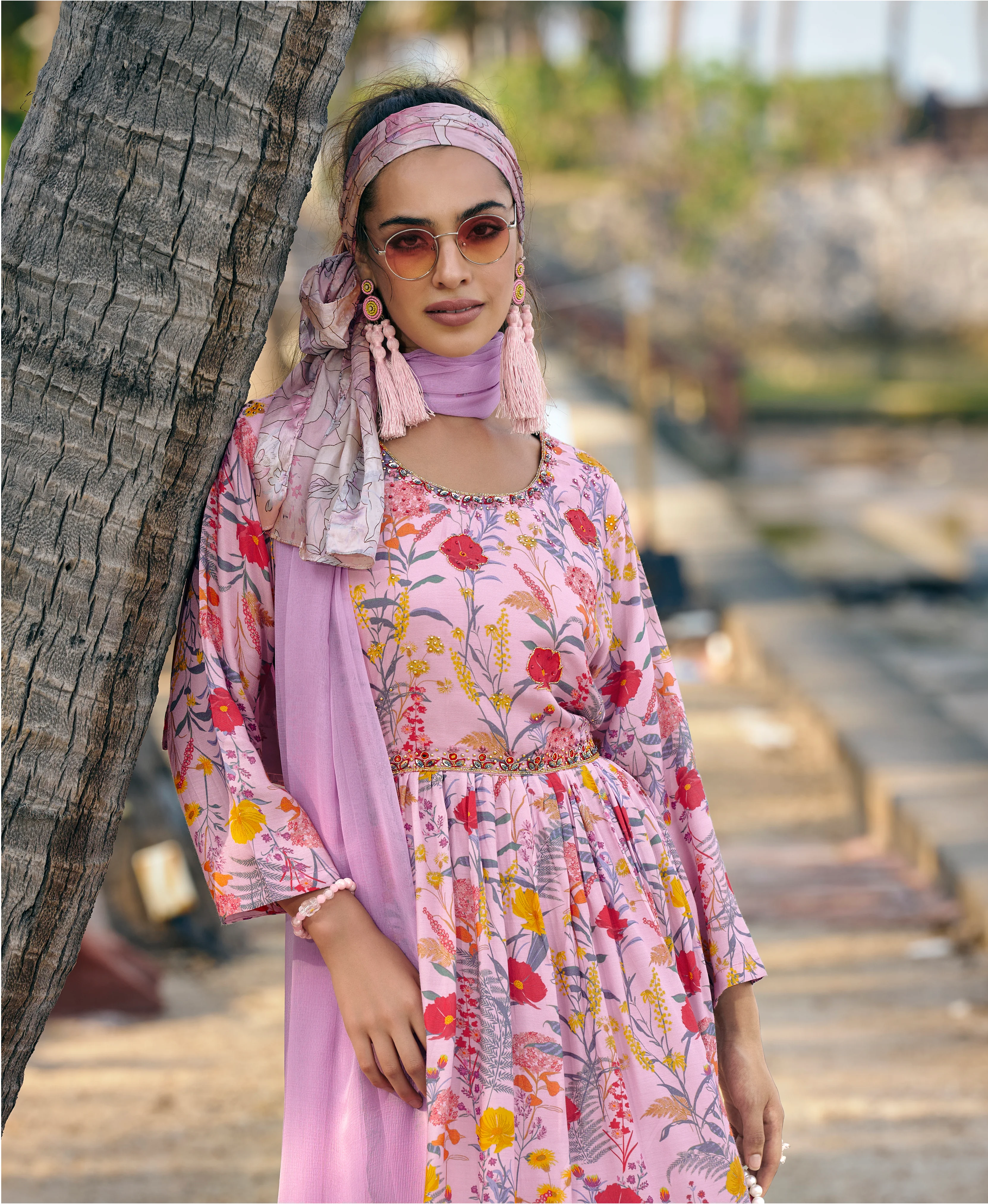 Salma Purple Digital Print Muslin Suit Set - Image 4