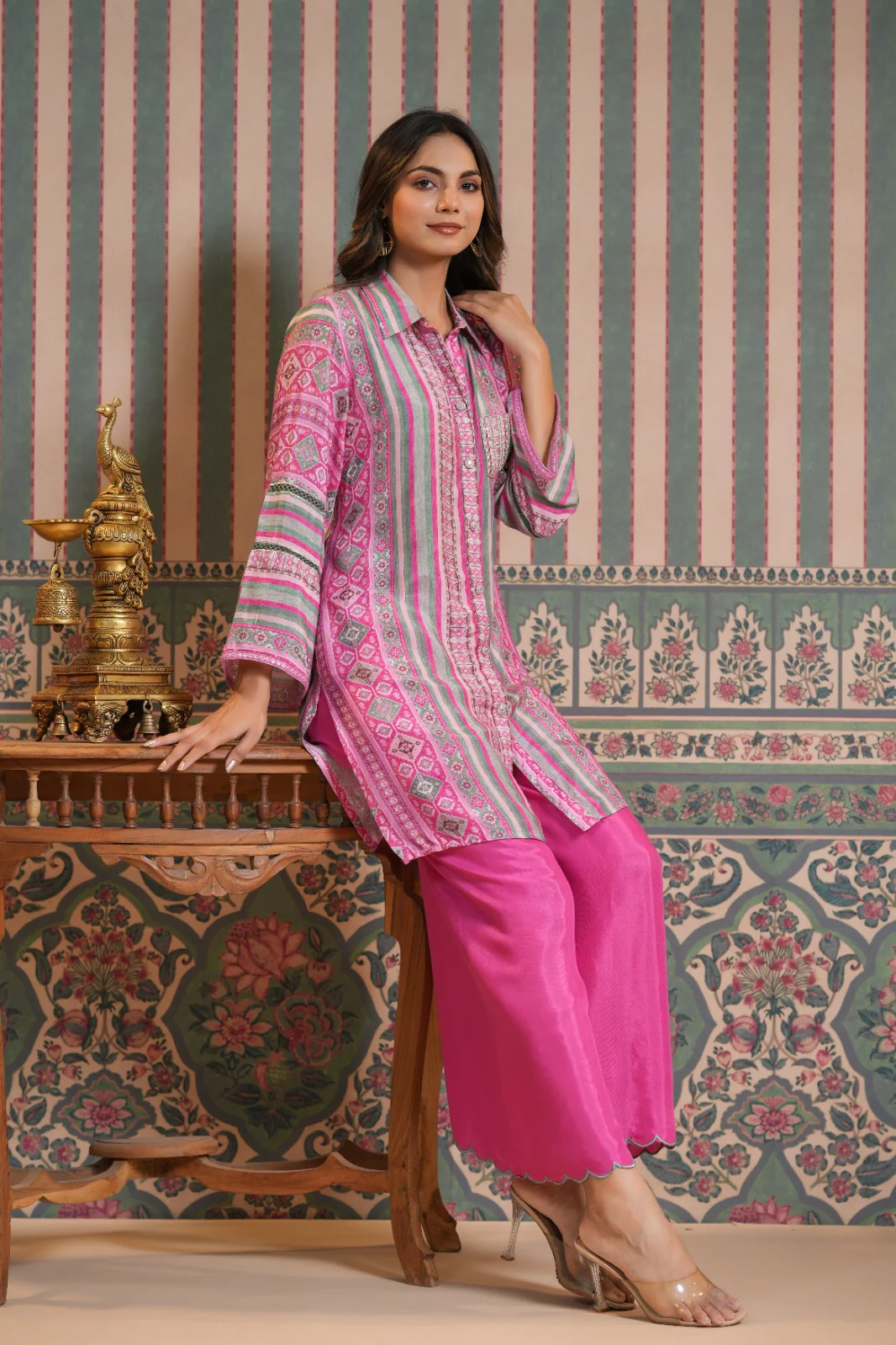 Vanitha Pink Muslin Printed Co-ord Set - Image 5