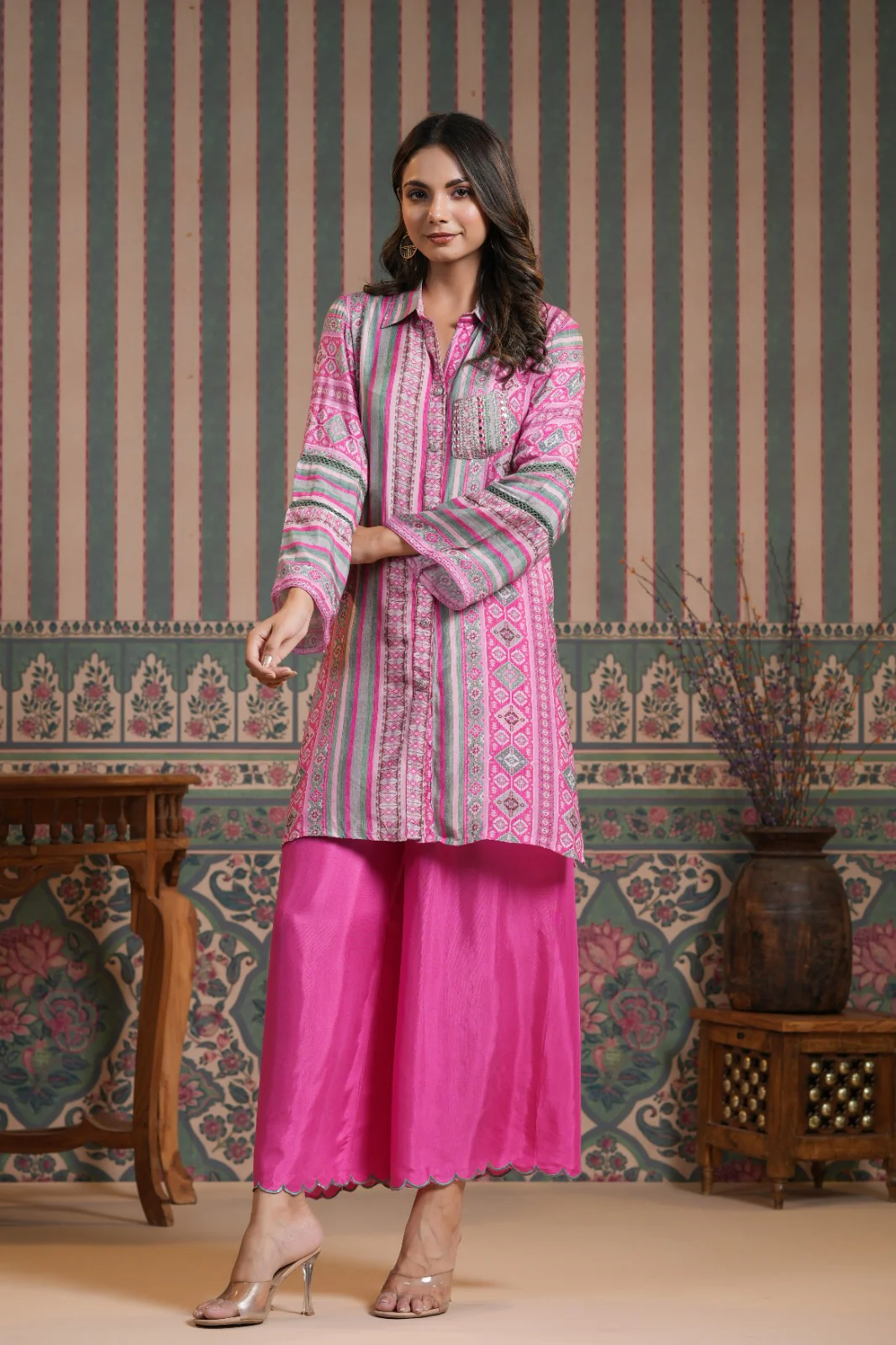 Vanitha Pink Muslin Printed Co-ord Set - Image 6