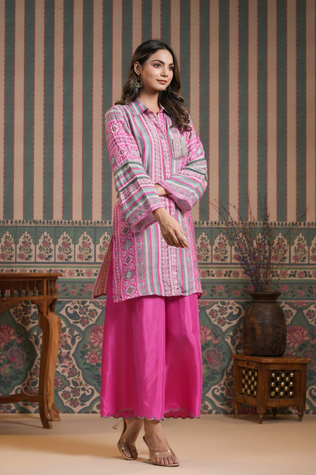 Vanitha Pink Muslin Printed Co-ord Set - Image 8
