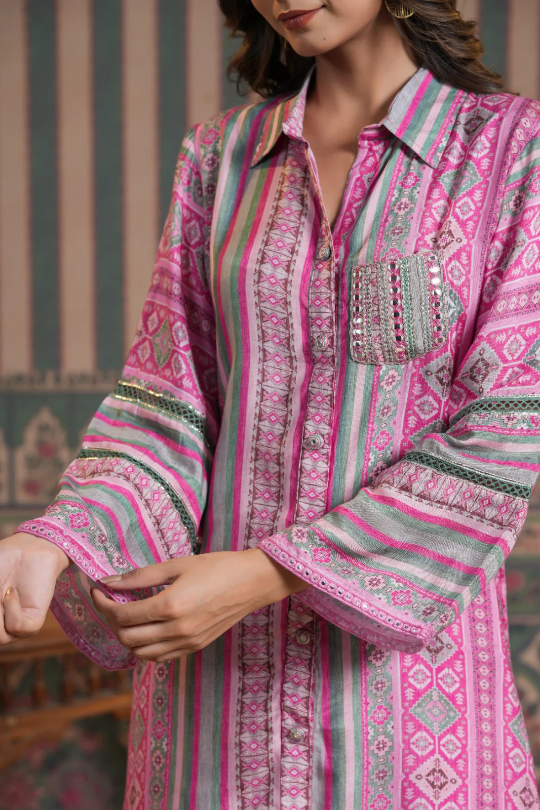 Vanitha Pink Muslin Printed Co-ord Set - Image 9