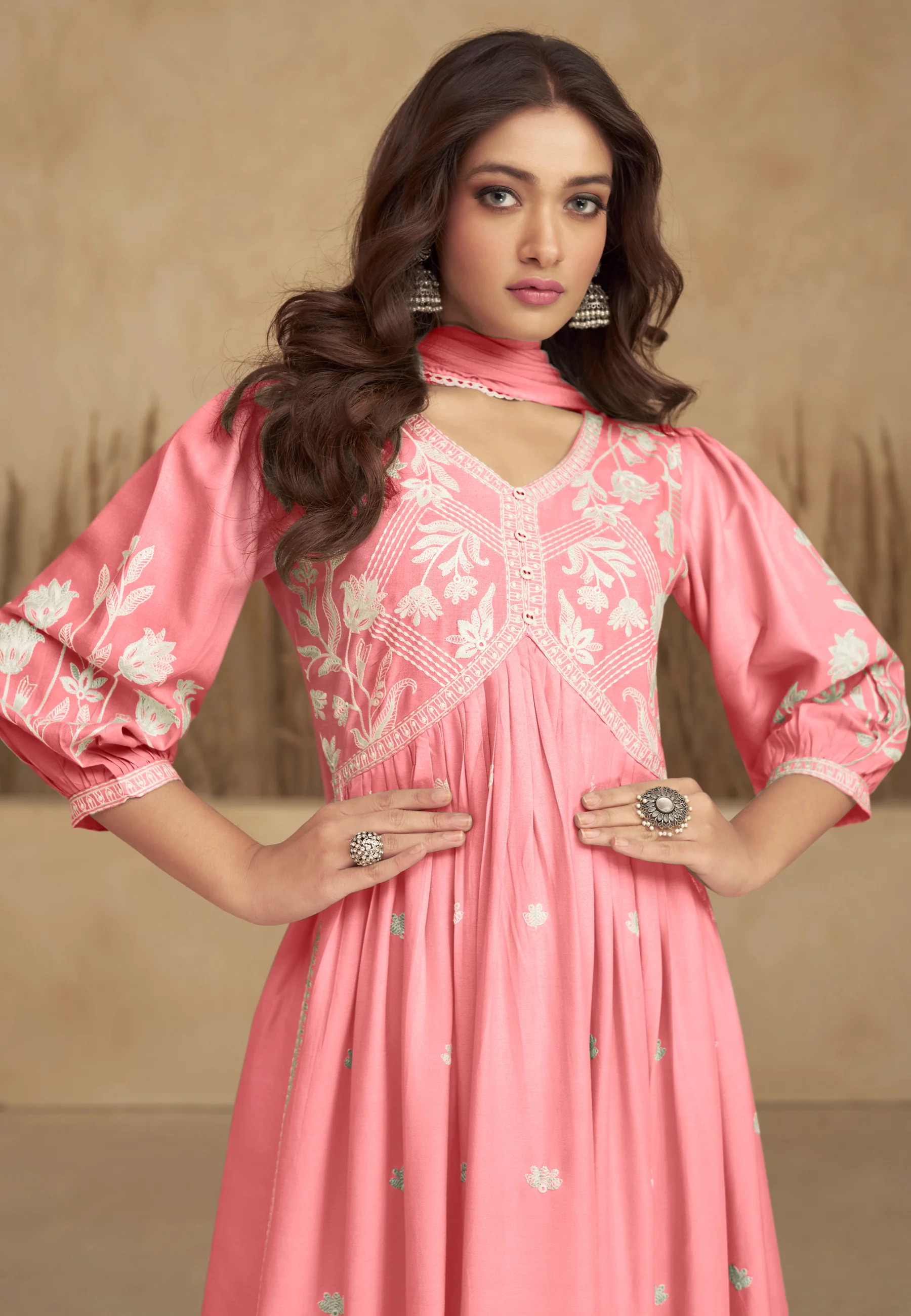 Abha Candy Full Embroidered Pallazo Suit Set - Image 2