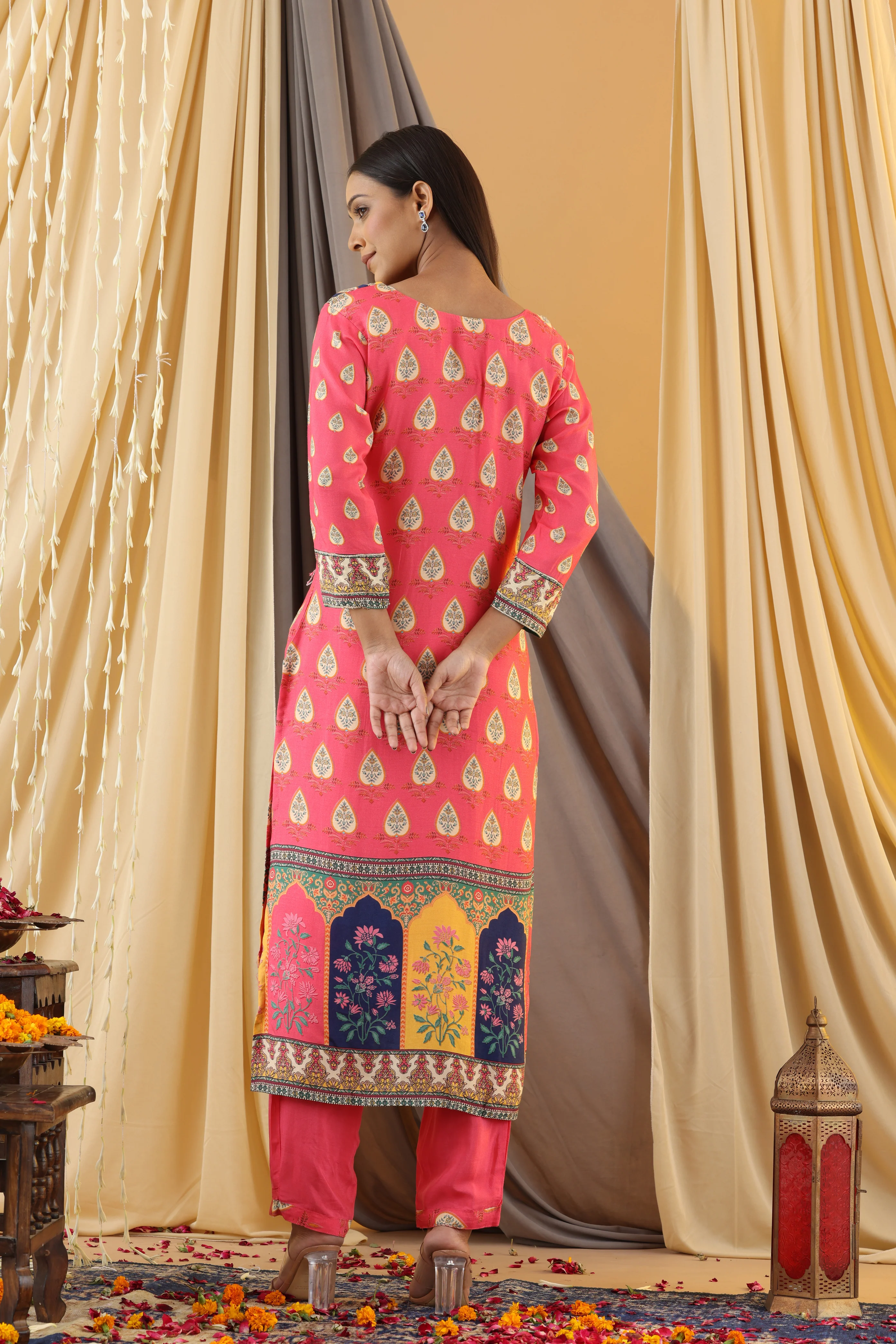 WAHIBA KARACHI CANDY YELLOW FULL WORK SUIT SET - Image 3
