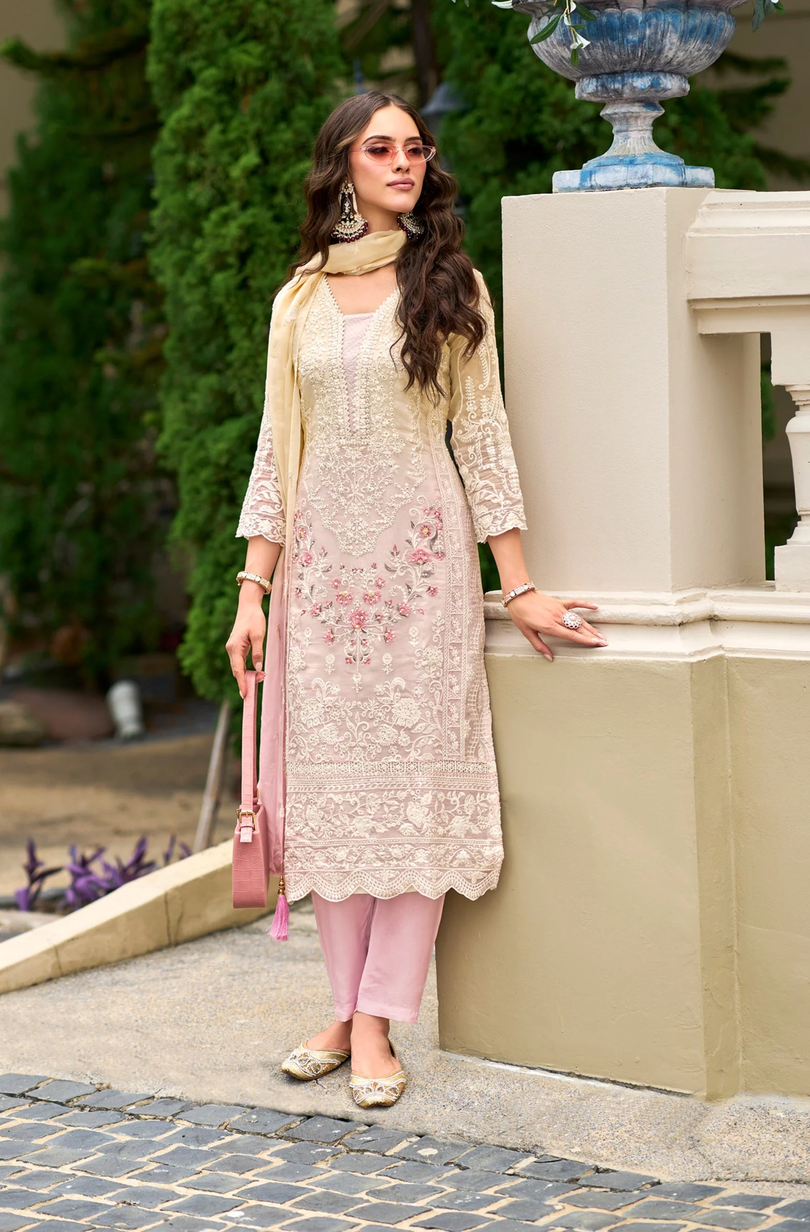 FAIZA PINK FULL WORK PREMIUM SUIT SET - Image 3
