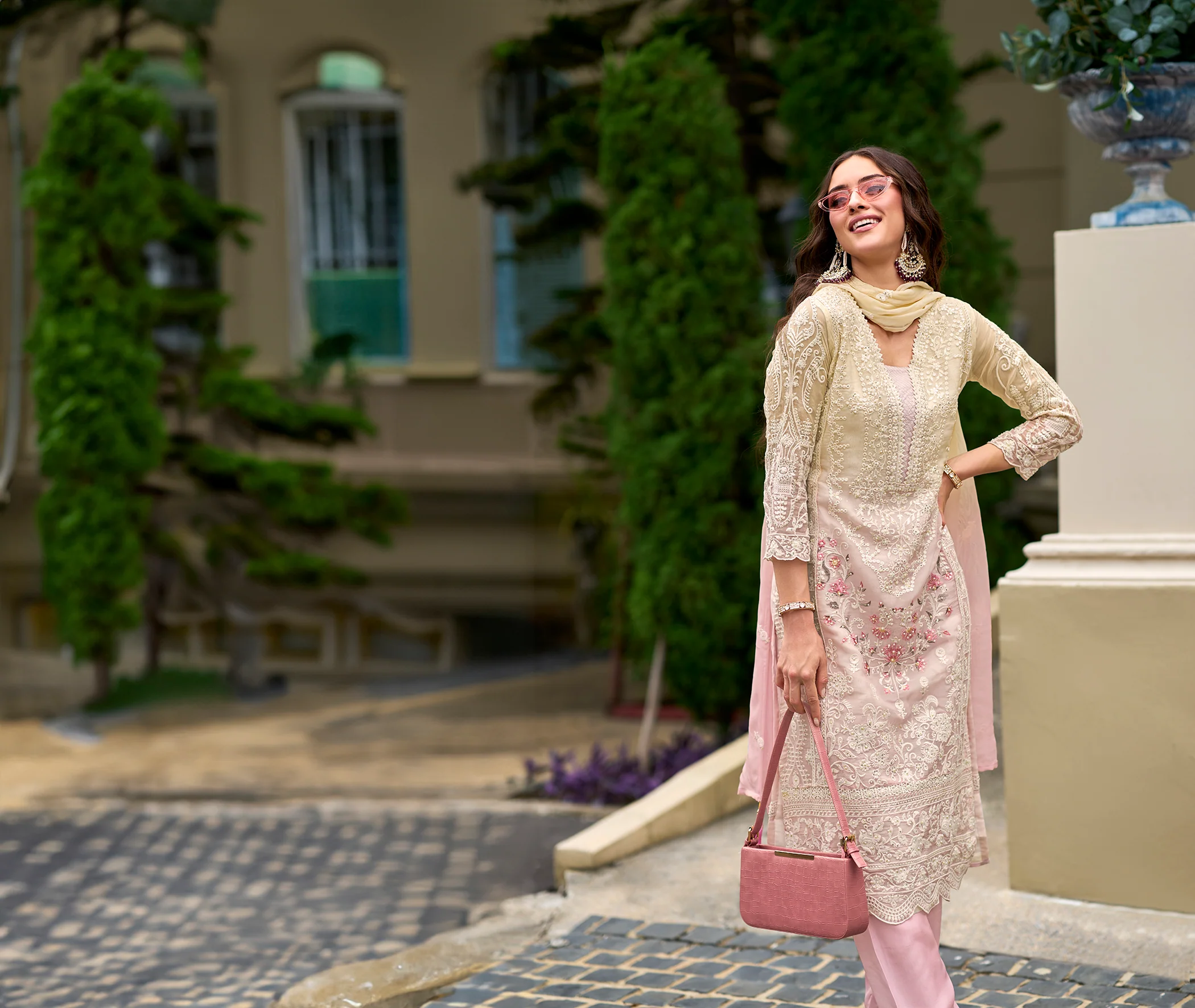 FAIZA PINK FULL WORK PREMIUM SUIT SET - Image 4