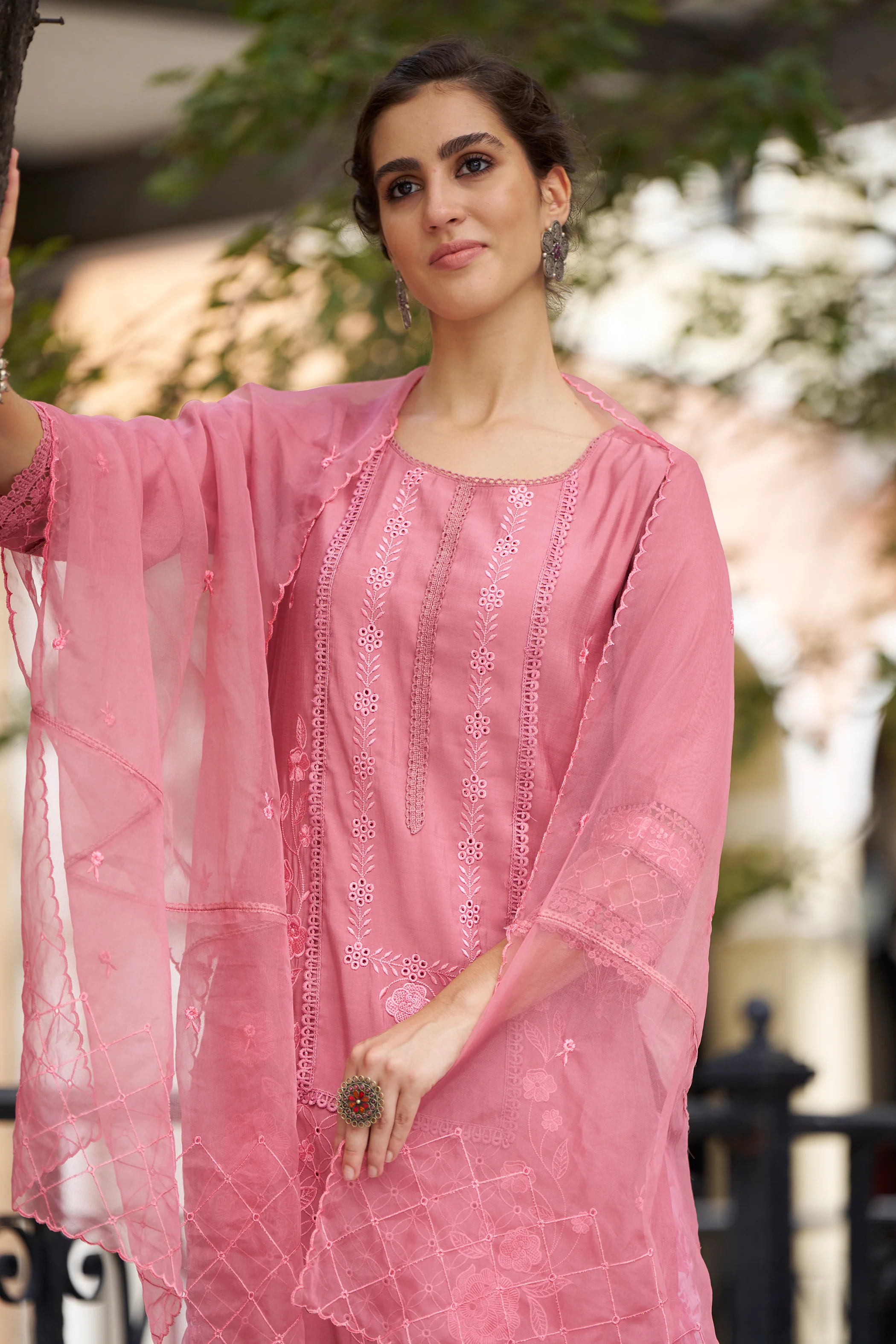 Shonak Pink Embroidery Suit Set - Image 6