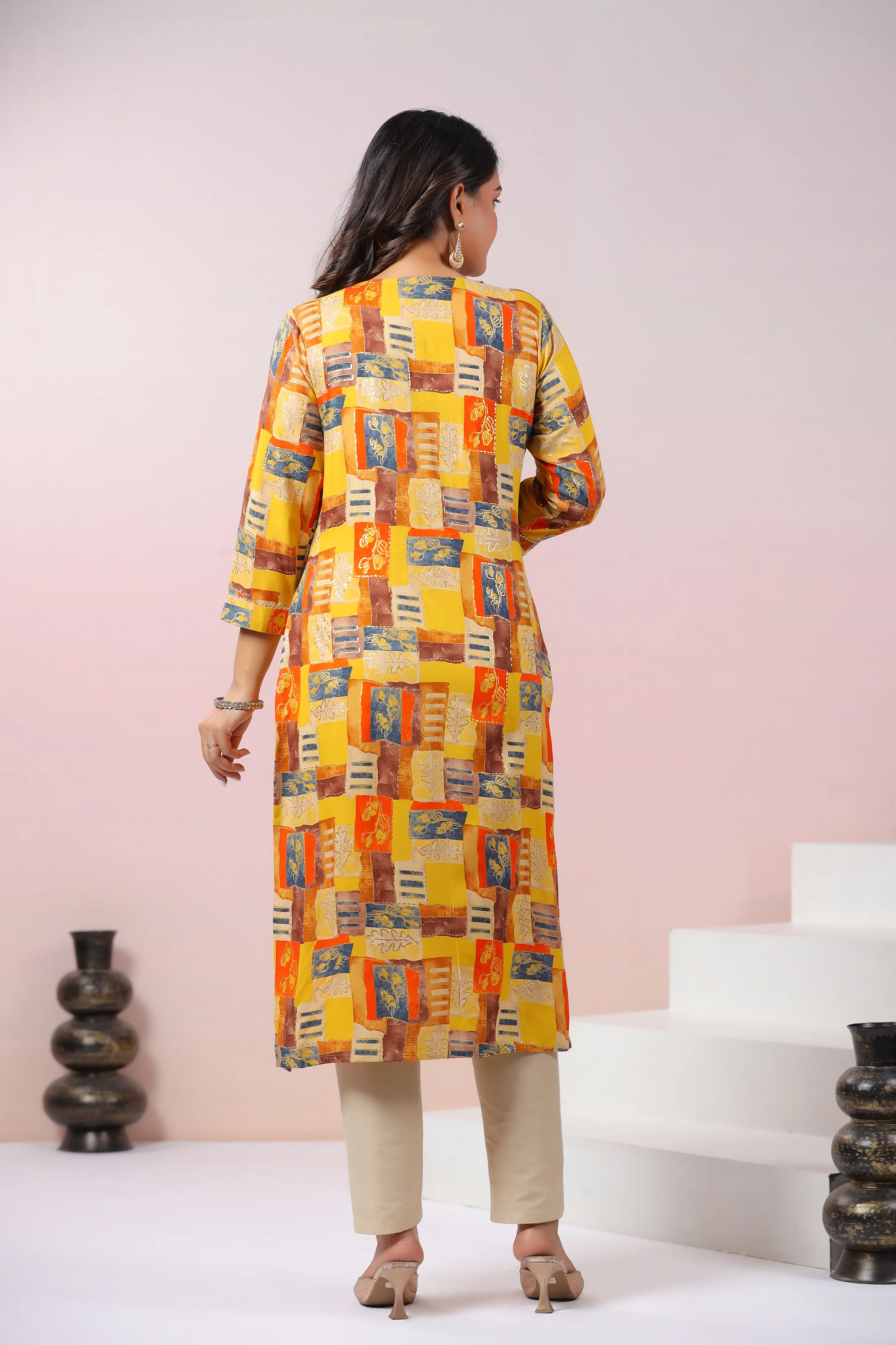 UMA CANARY PRINTED COTTON KURTI - Image 3