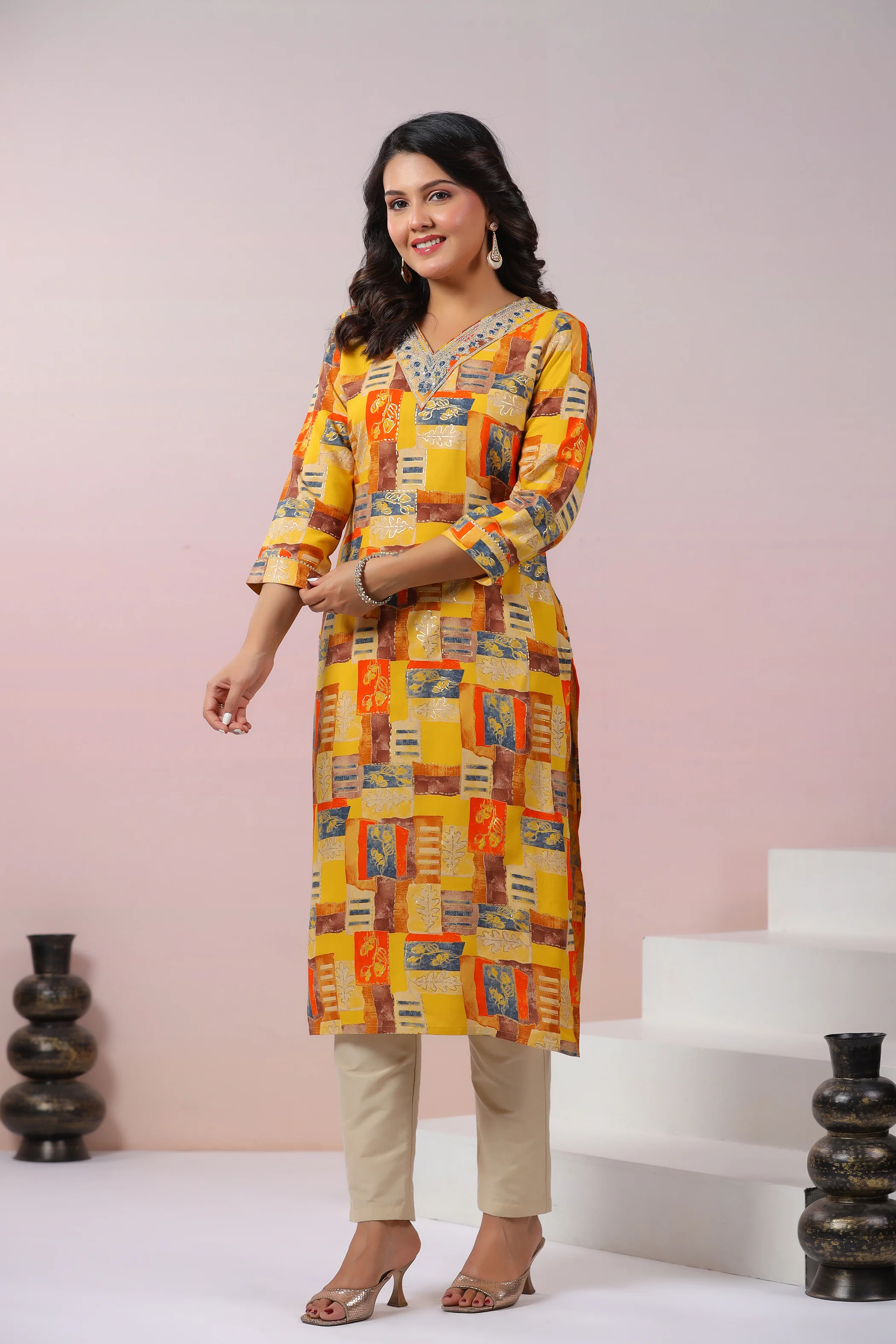 UMA CANARY PRINTED COTTON KURTI - Image 4