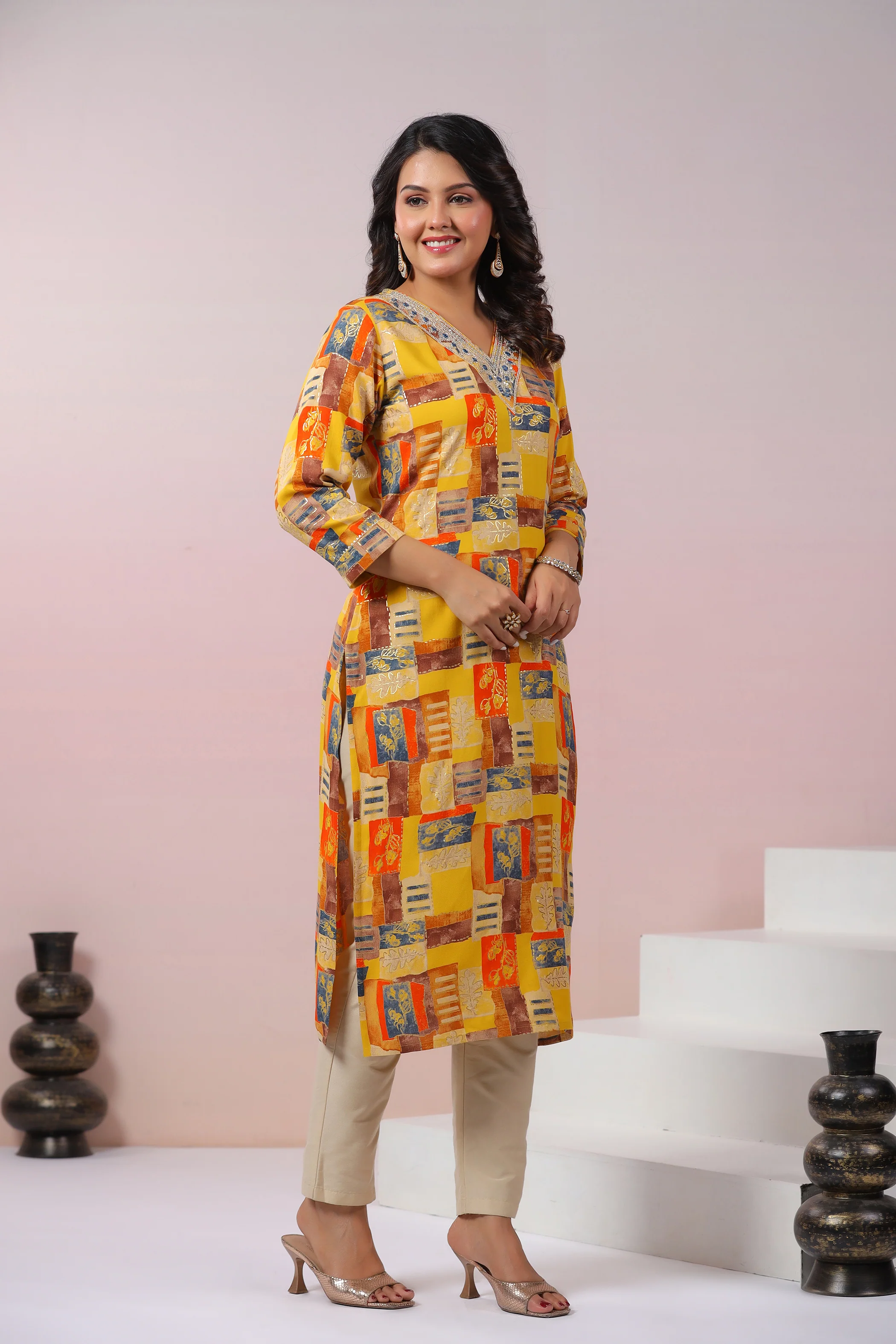 UMA CANARY PRINTED COTTON KURTI - Image 5