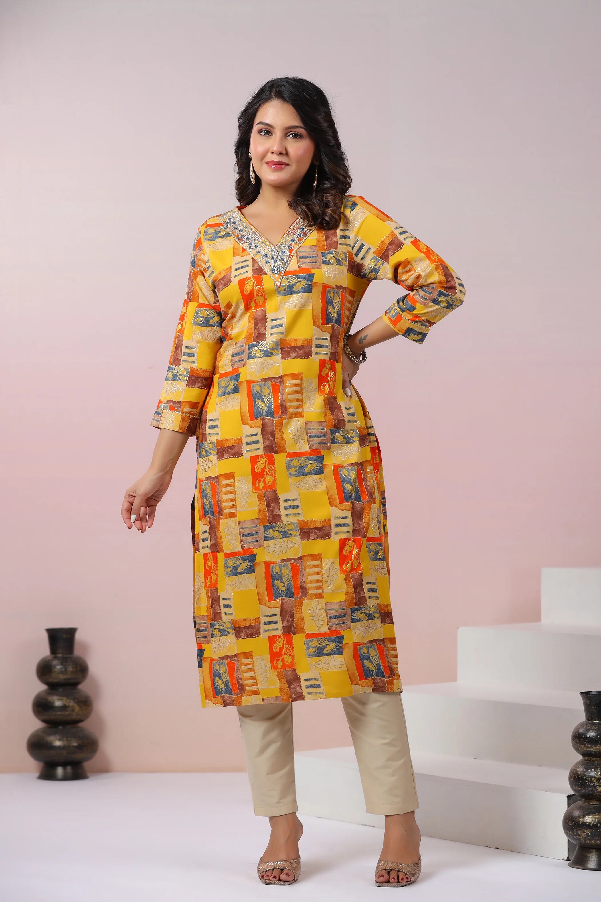 UMA CANARY PRINTED COTTON KURTI - Image 6