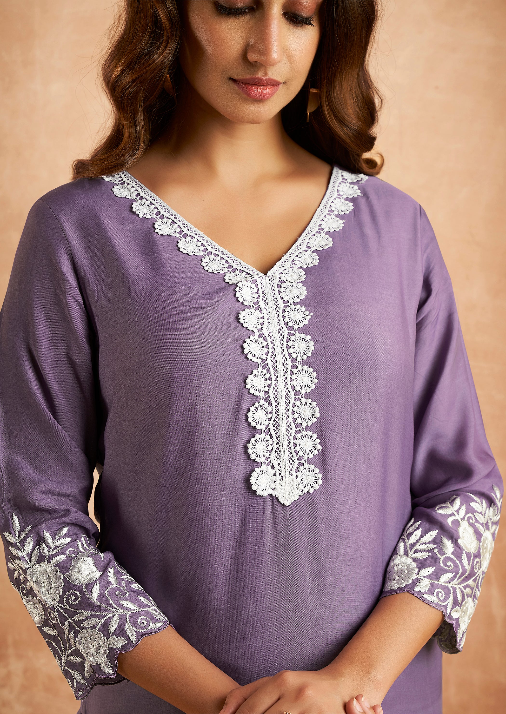 Tara Lavender Embroidered Suit Set - Image 10