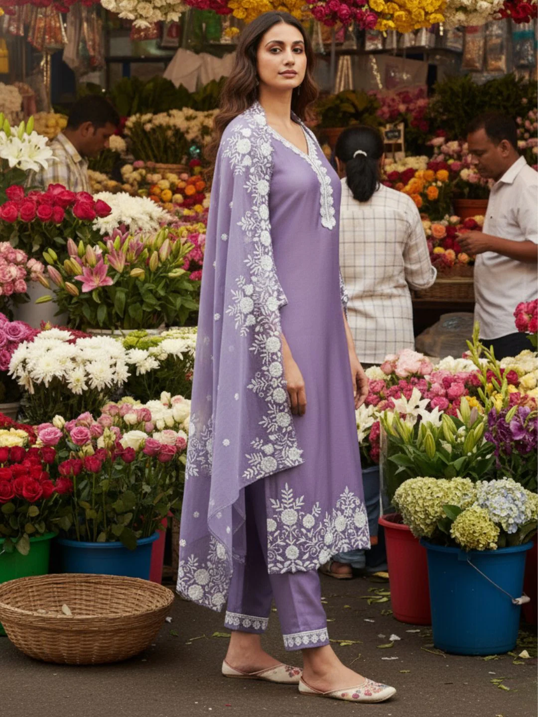 Tara Lavender Embroidered Suit Set - Image 6