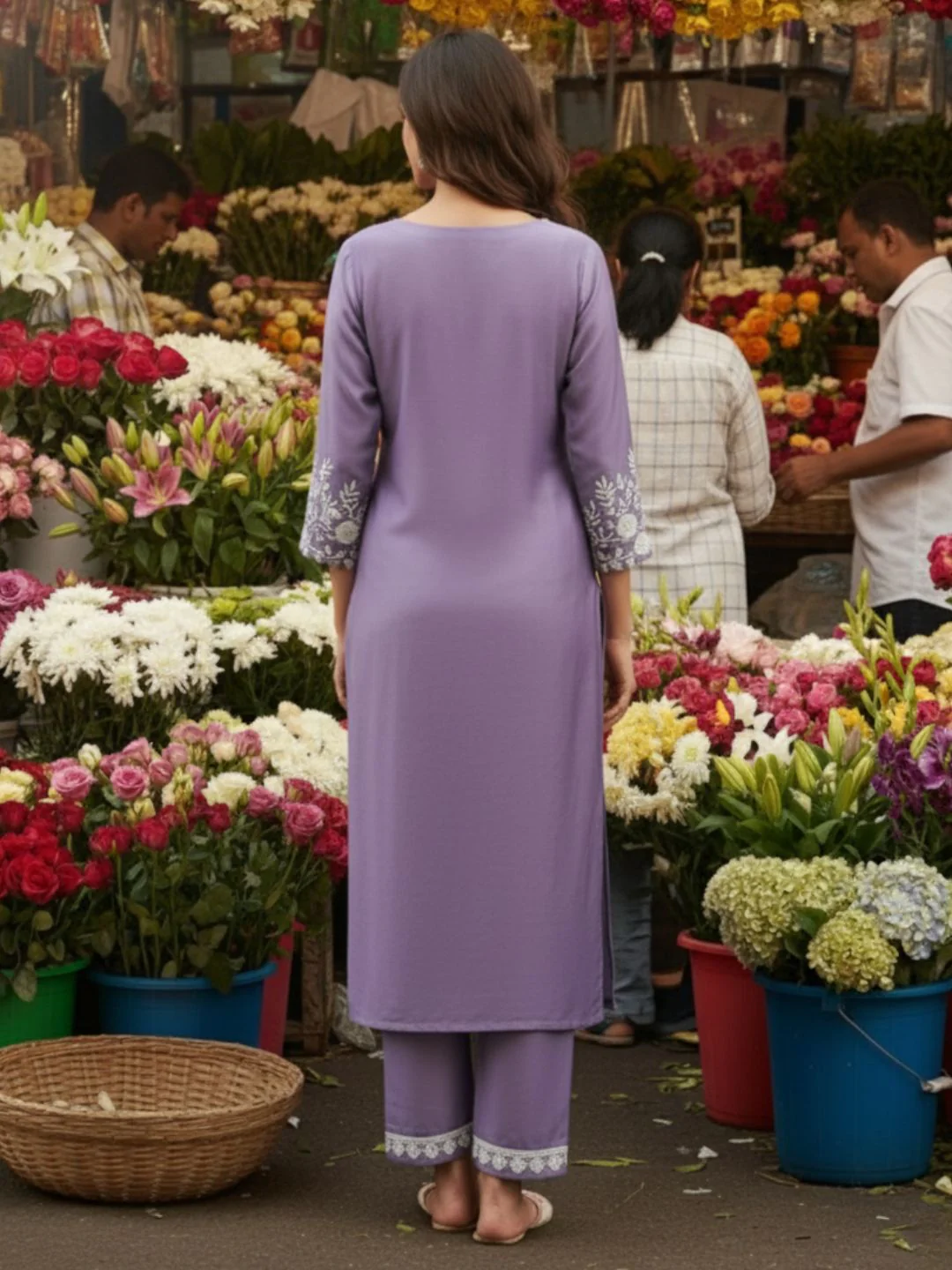 Tara Lavender Embroidered Suit Set - Image 7
