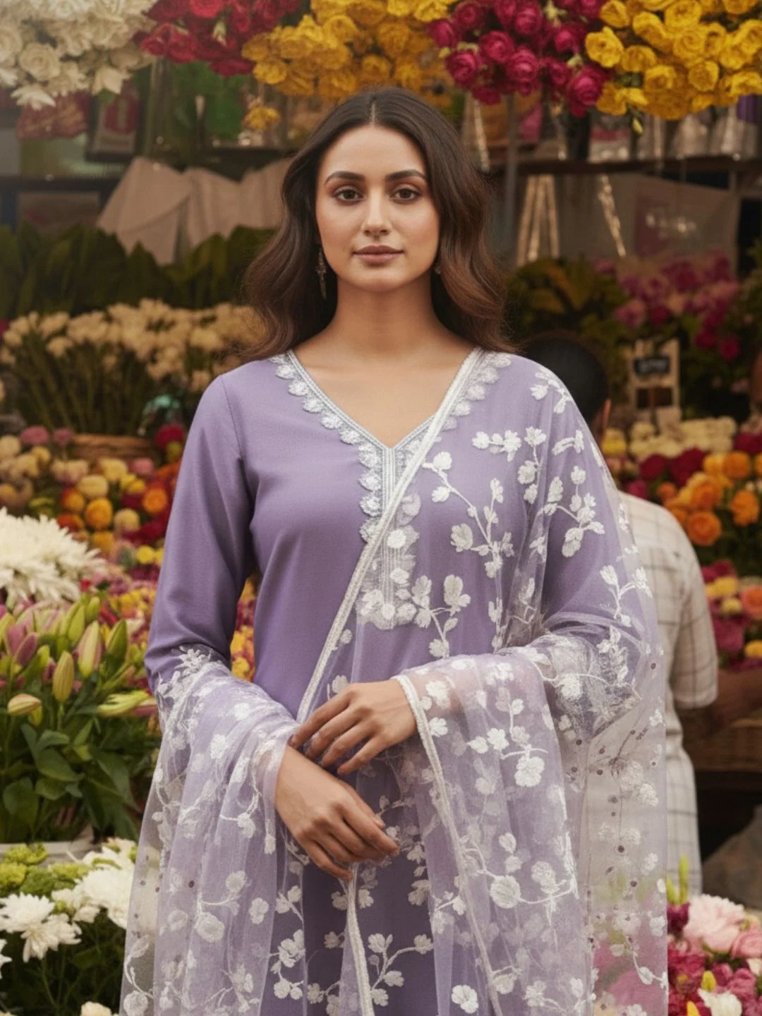 Tara Lavender Embroidered Suit Set - Image 8