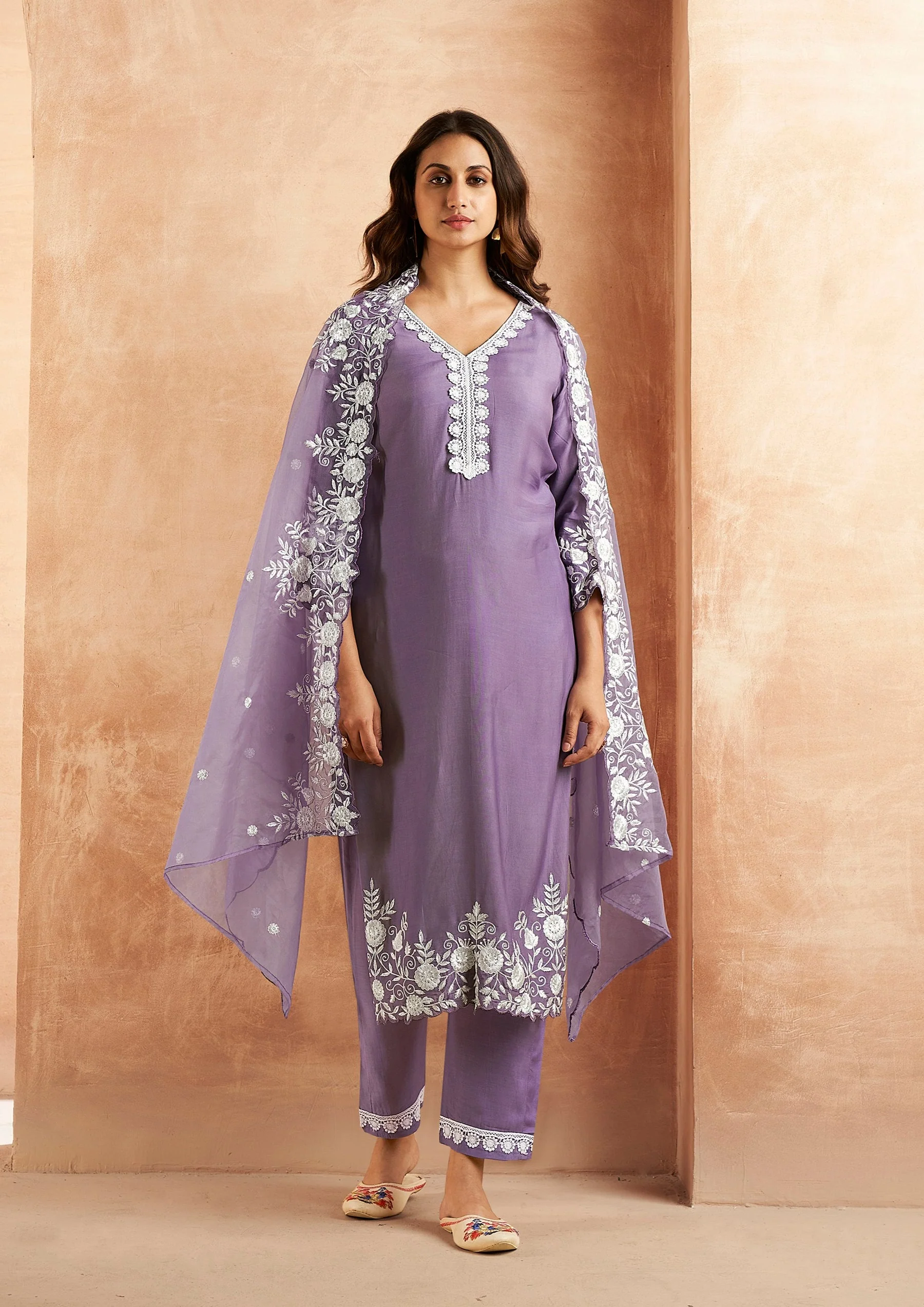 Tara Lavender Embroidered Suit Set - Image 9