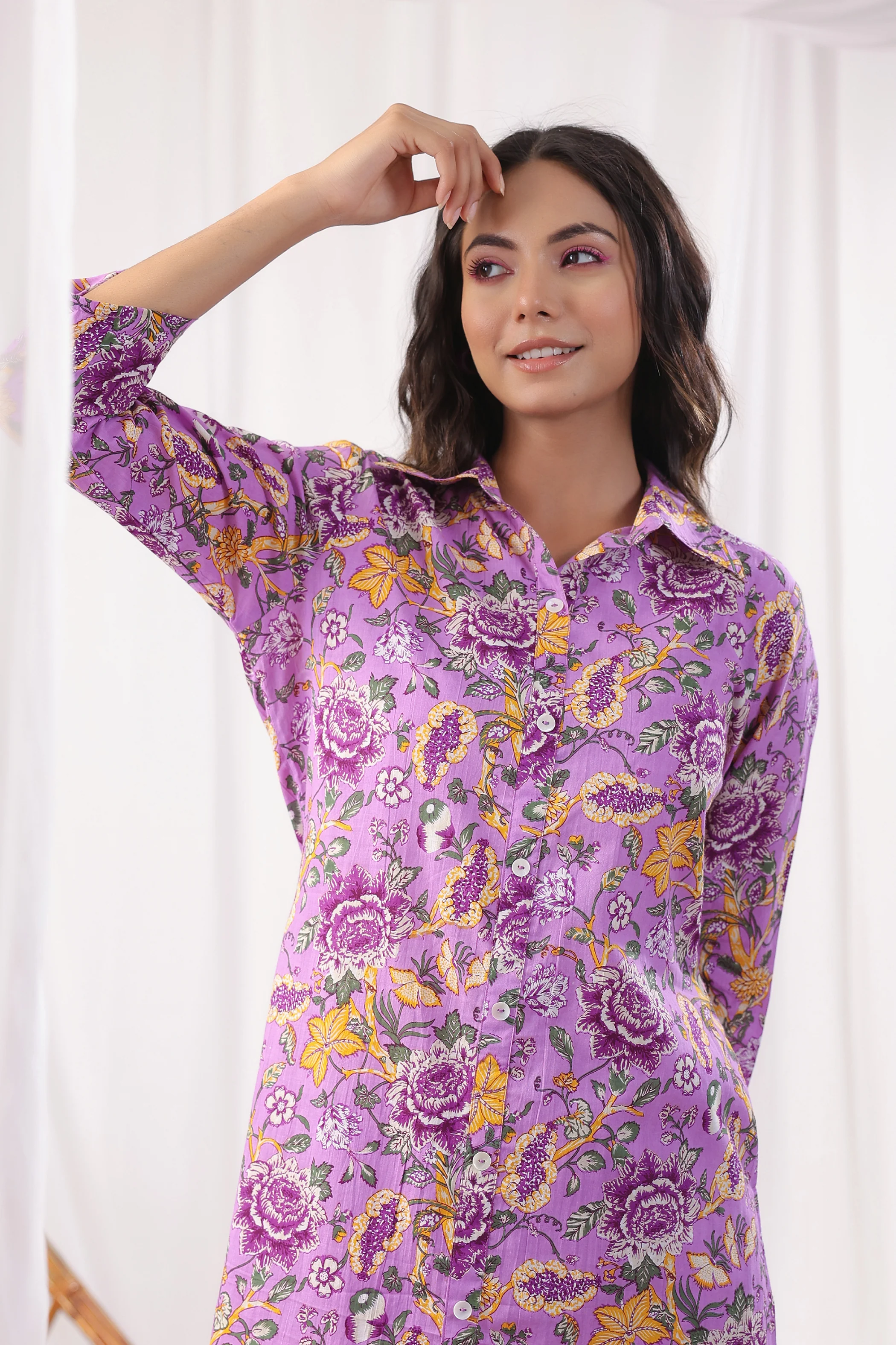 Freya Purple Cotton Co-ord Set - Image 10