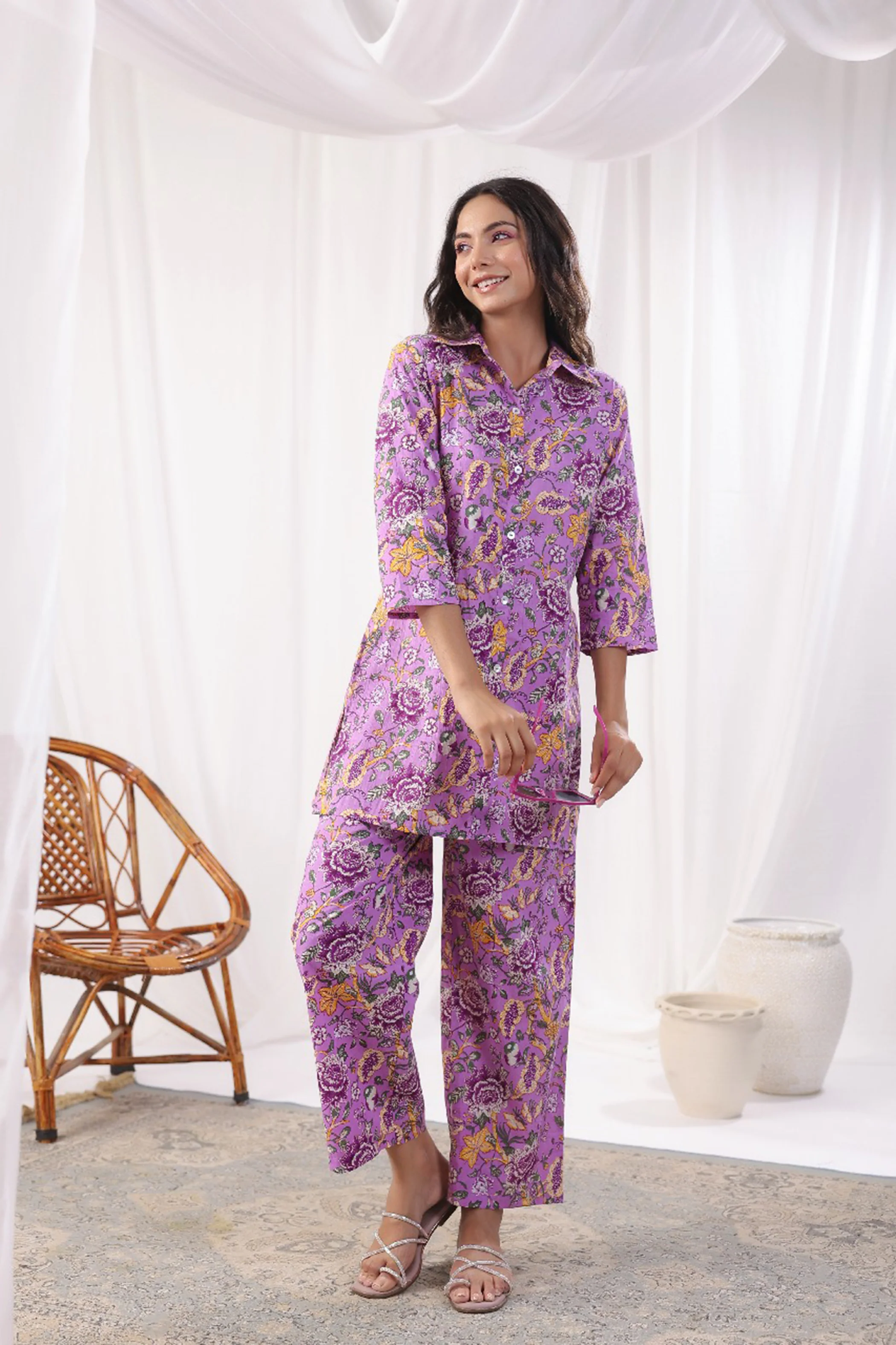 Freya Purple Cotton Co-ord Set - Image 13