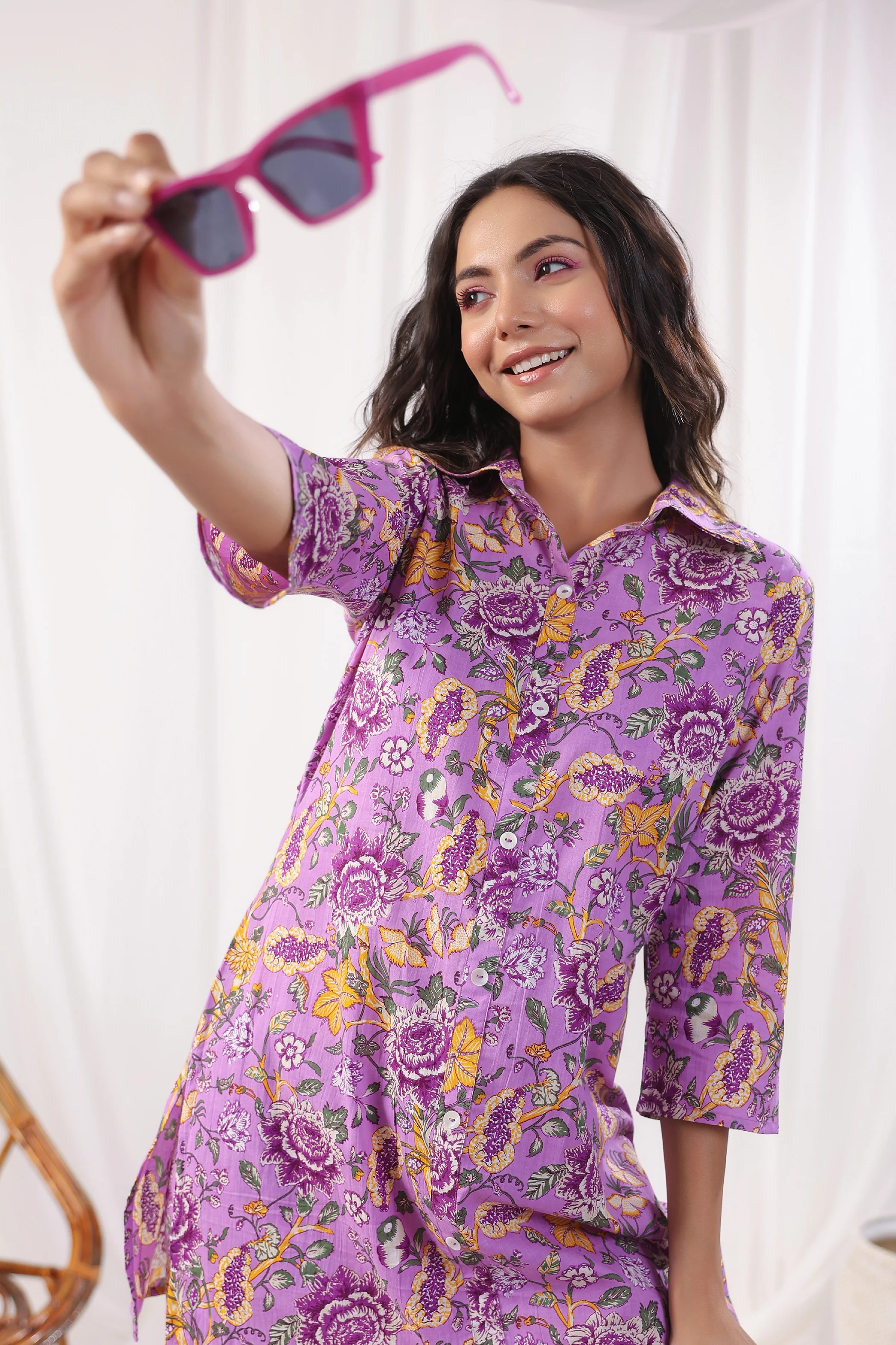 Freya Purple Cotton Co-ord Set - Image 2