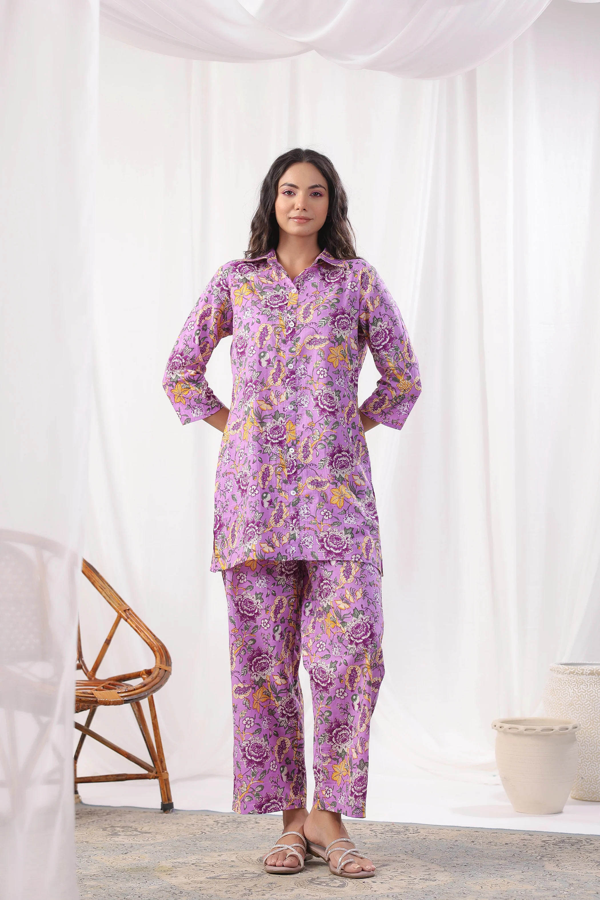 Freya Purple Cotton Co-ord Set - Image 5