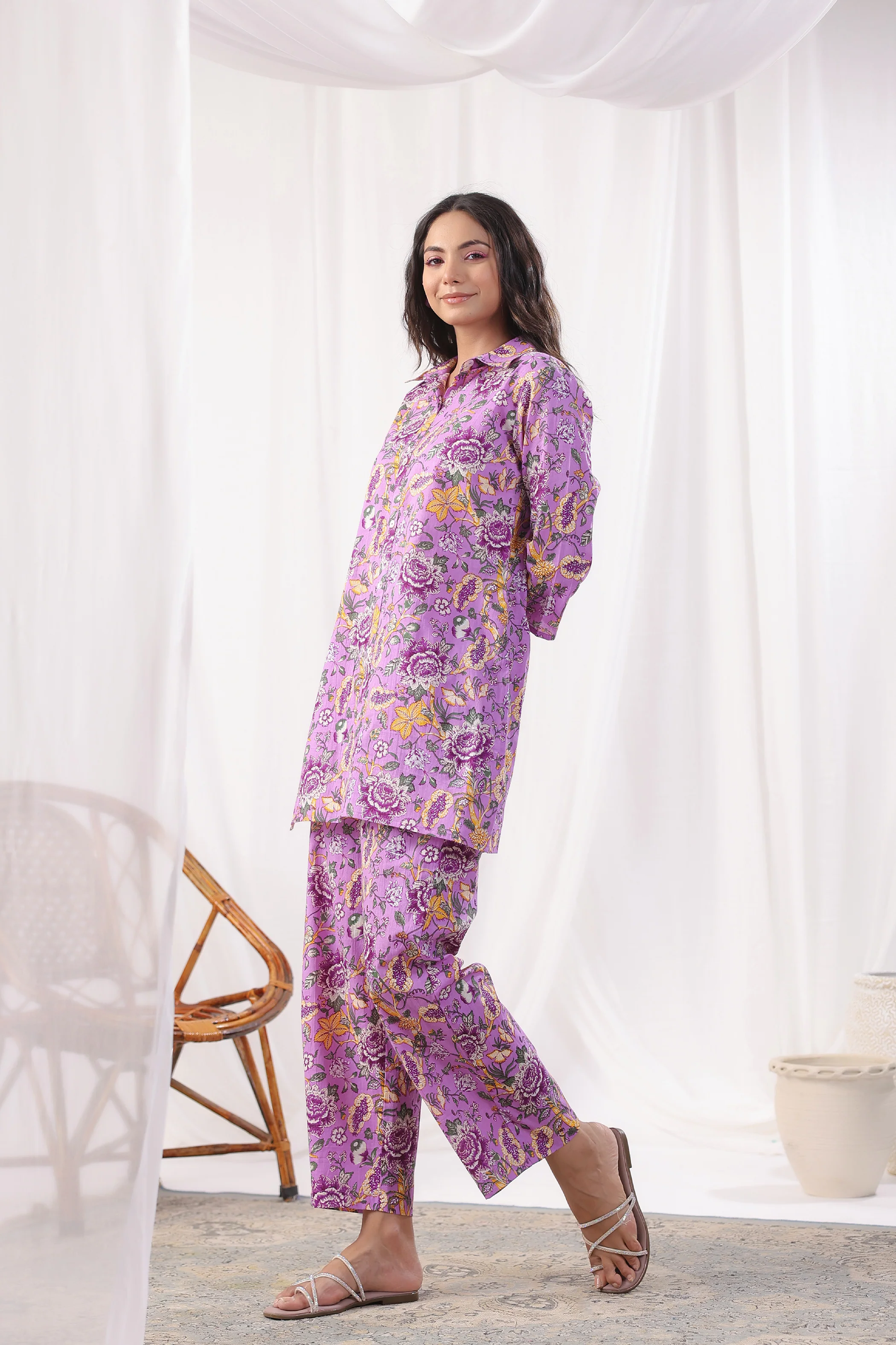 Freya Purple Cotton Co-ord Set - Image 6